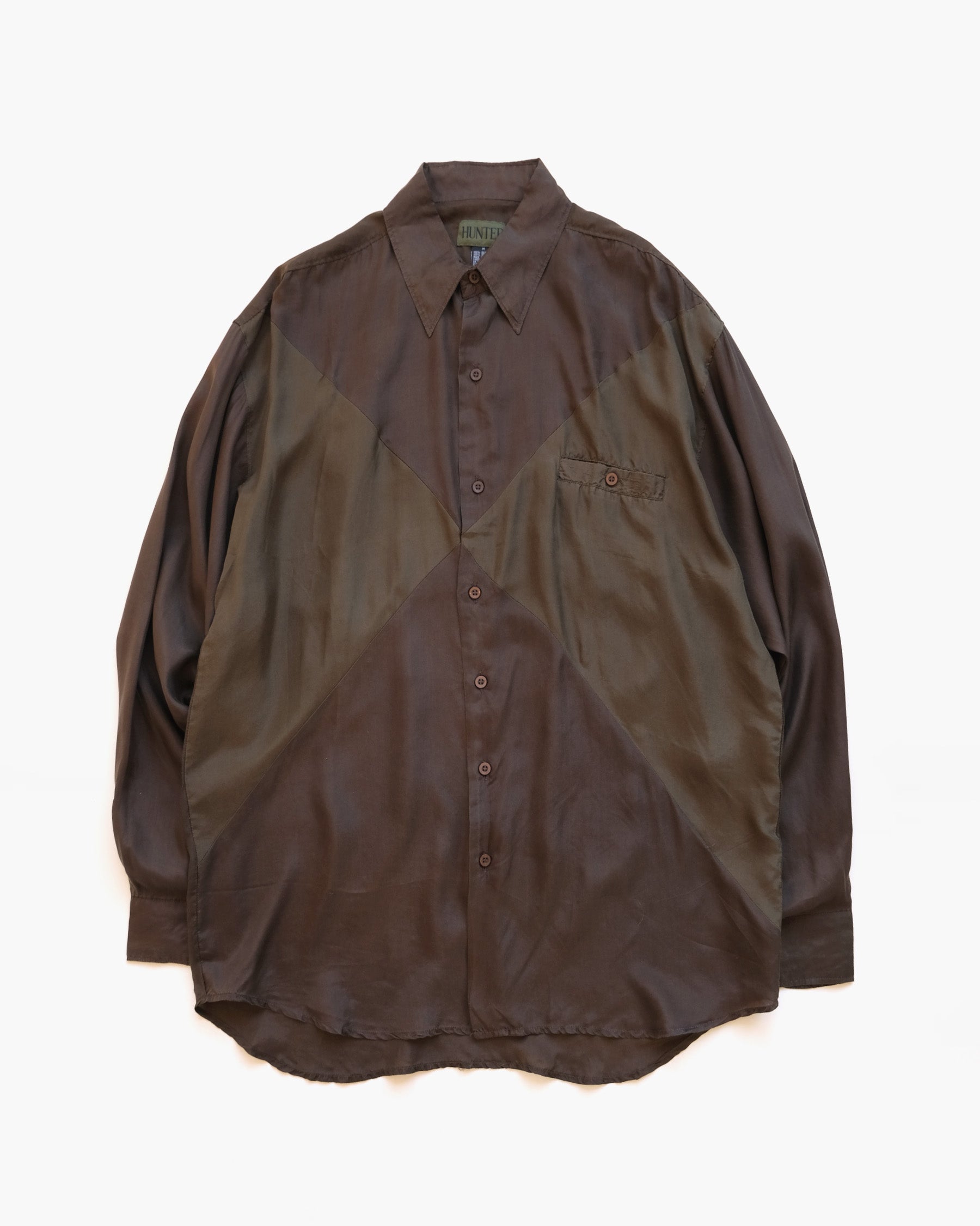 100% Silk Shirts - Brown x Olive
