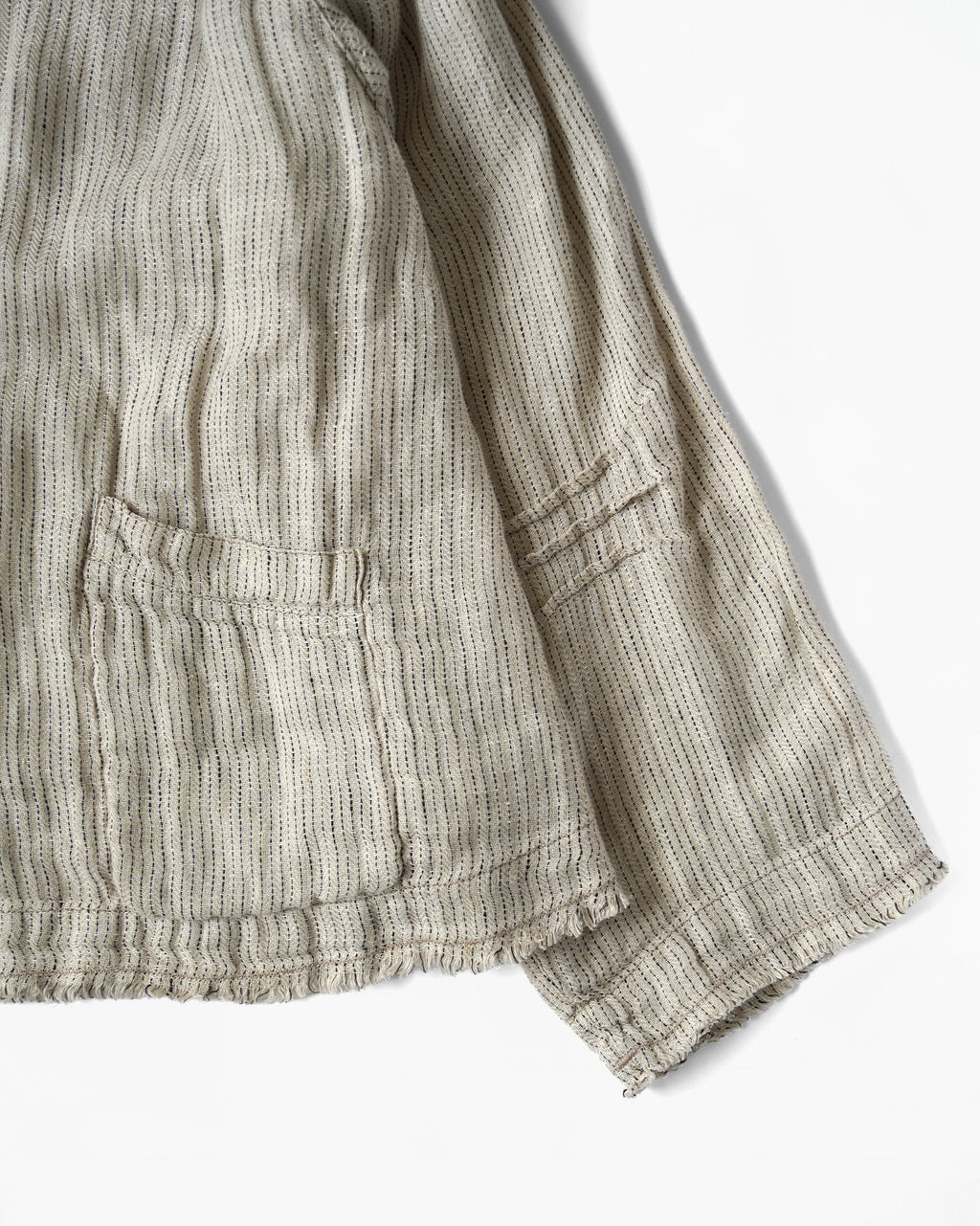 Fringe Trimmed Button Linen Jacket