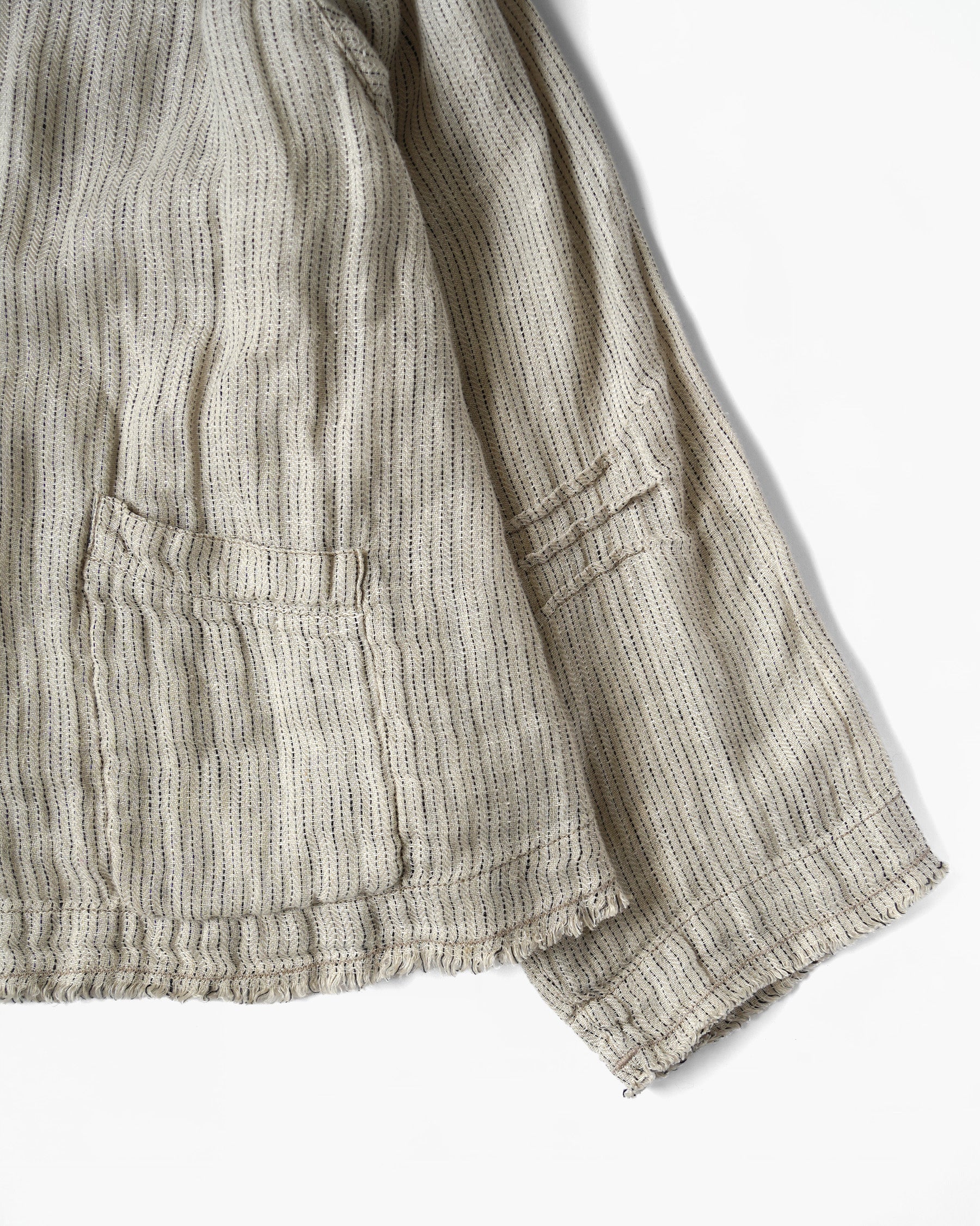 Fringe Trimmed Button Linen Jacket