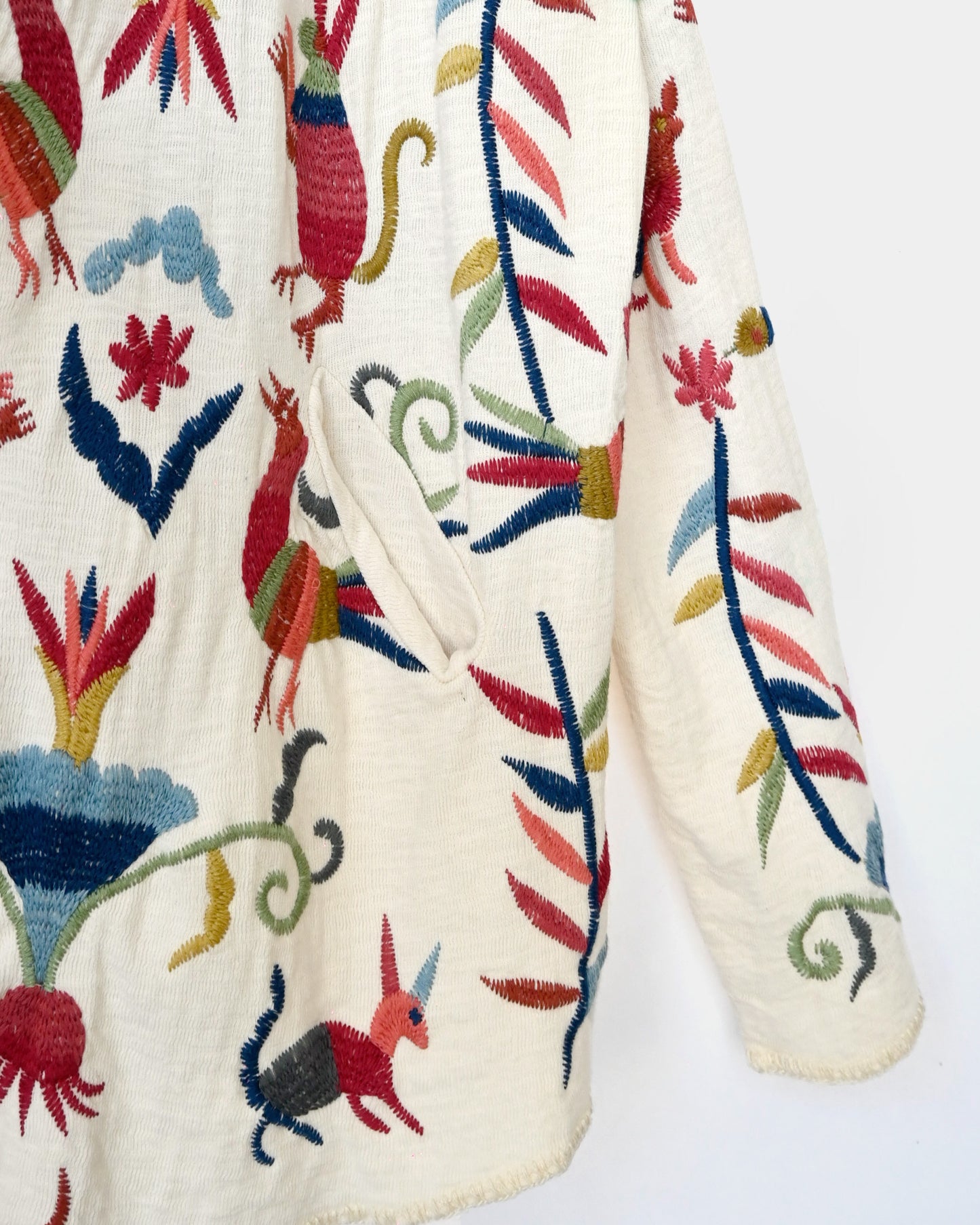 Embroidered  Cotton Hoodie Cardigan