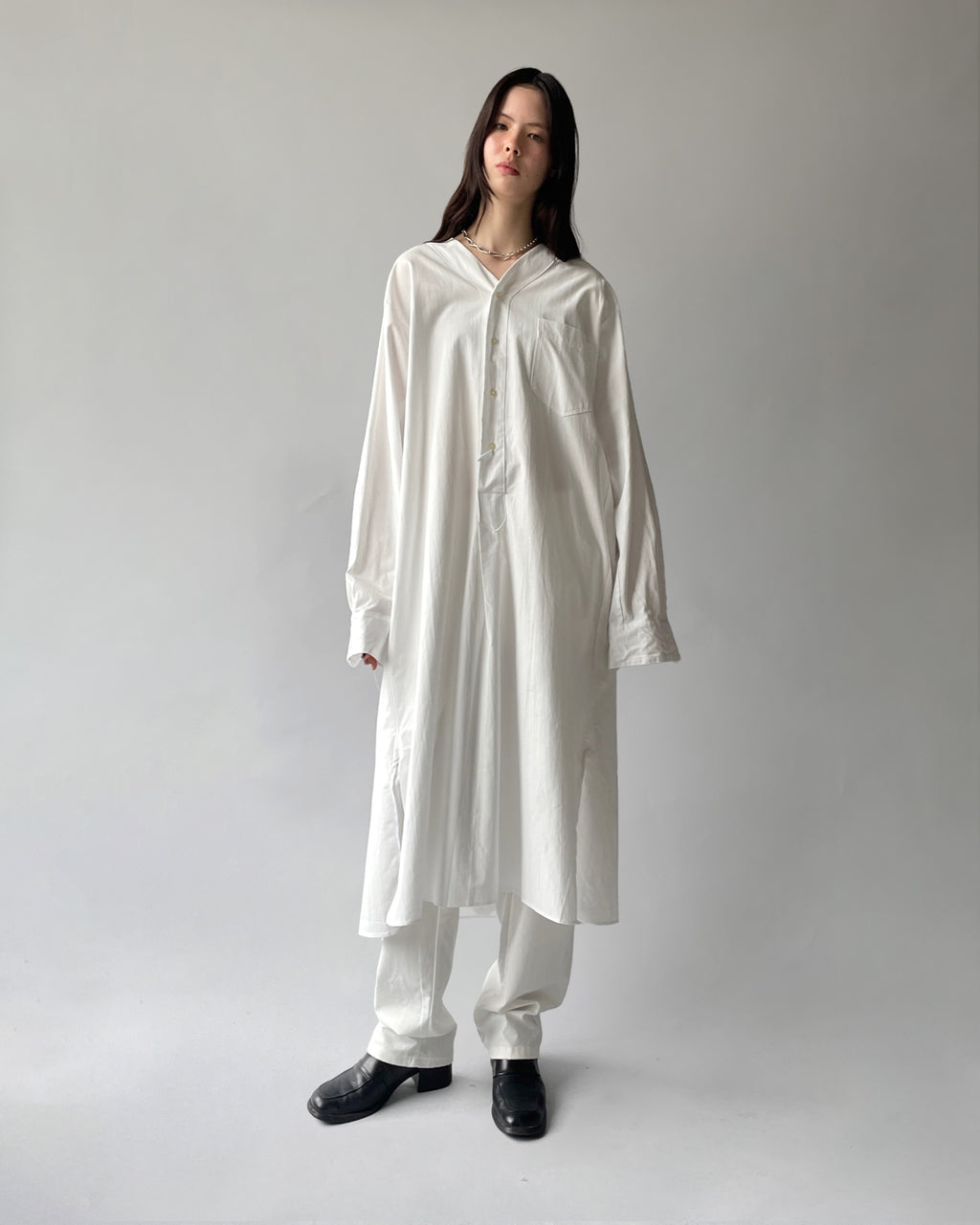 White Cotton Long Shirt