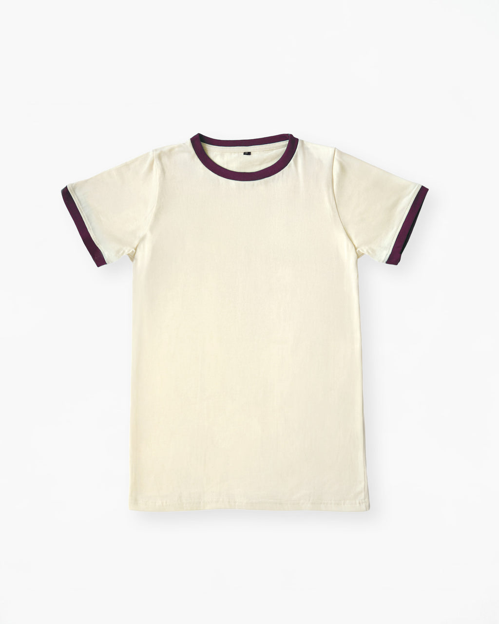Rib Ringer Tee - Ivory × Wine