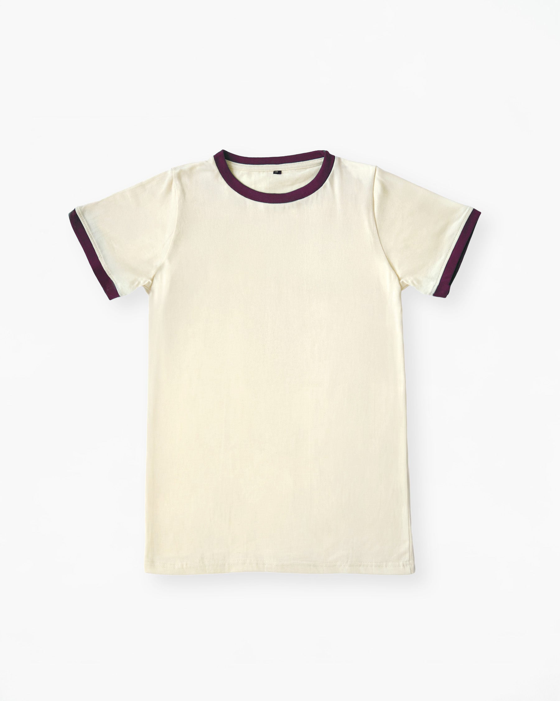 Rib Ringer Tee - Ivory × Wine