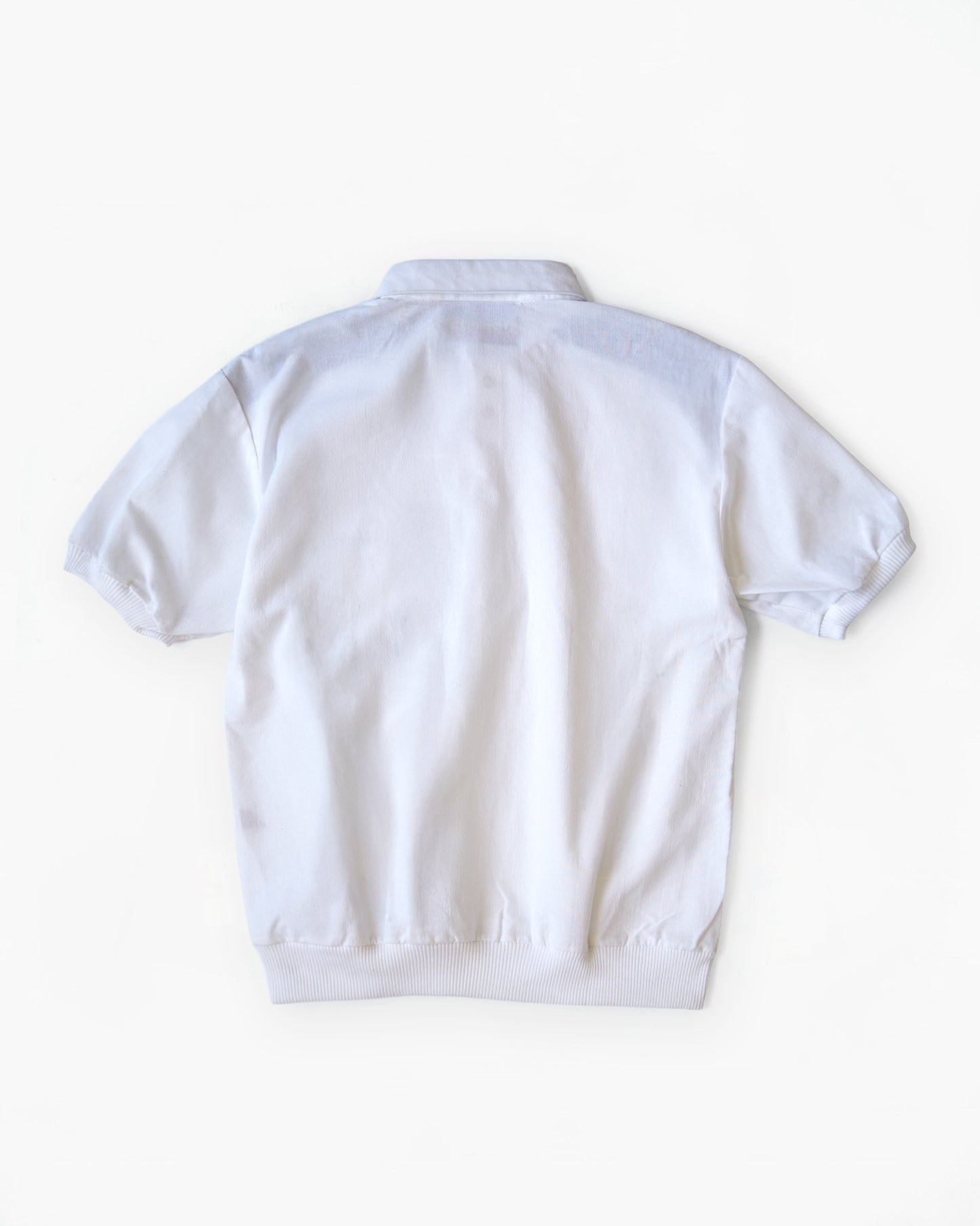 1970's White Polo Shirt with Denim Accents