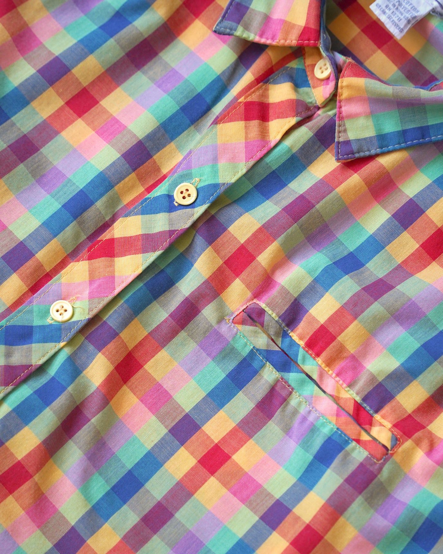 Colorful Check Cap Sleeve Blouse