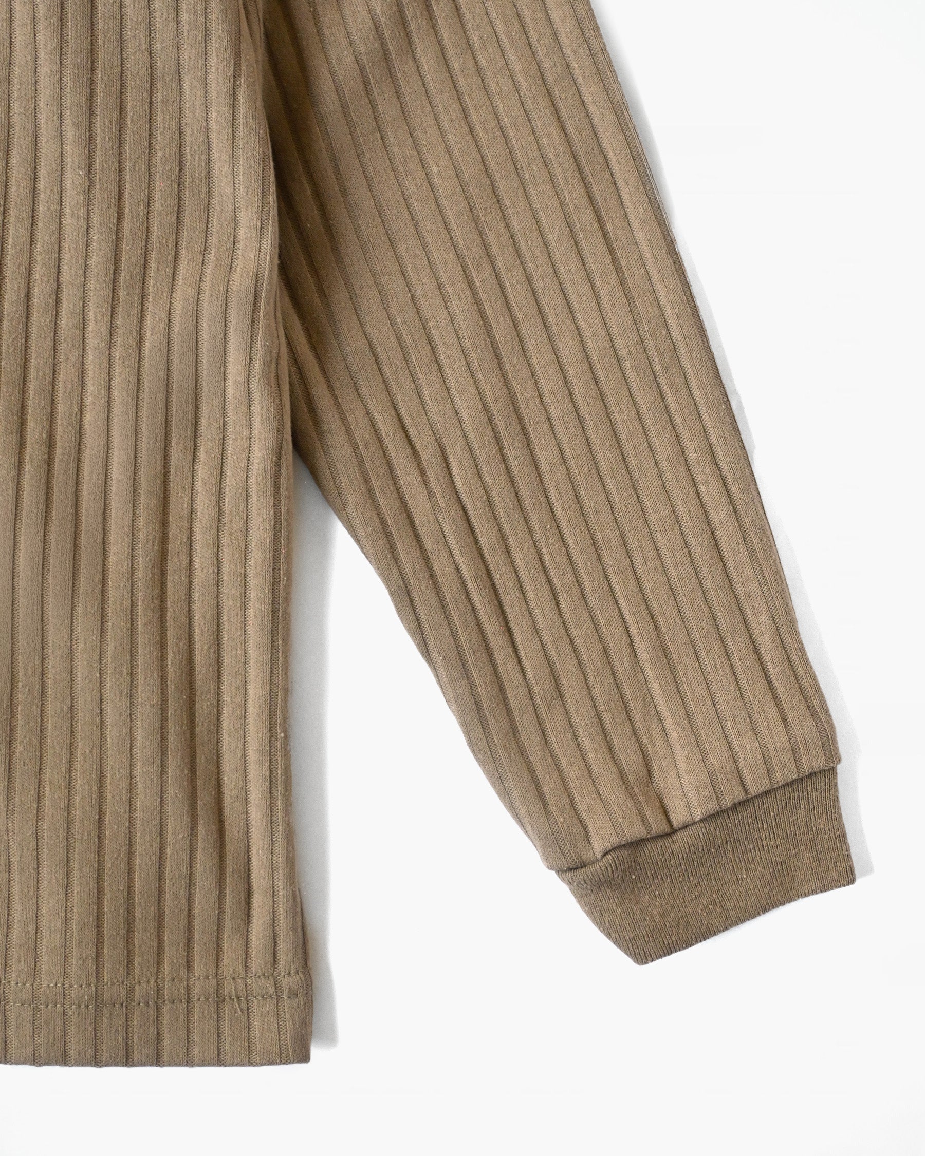 Zip-up Rib Top - Beige