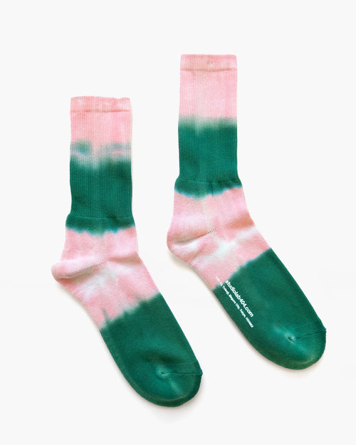 404 Gradation Pile Socks - Pink x Green