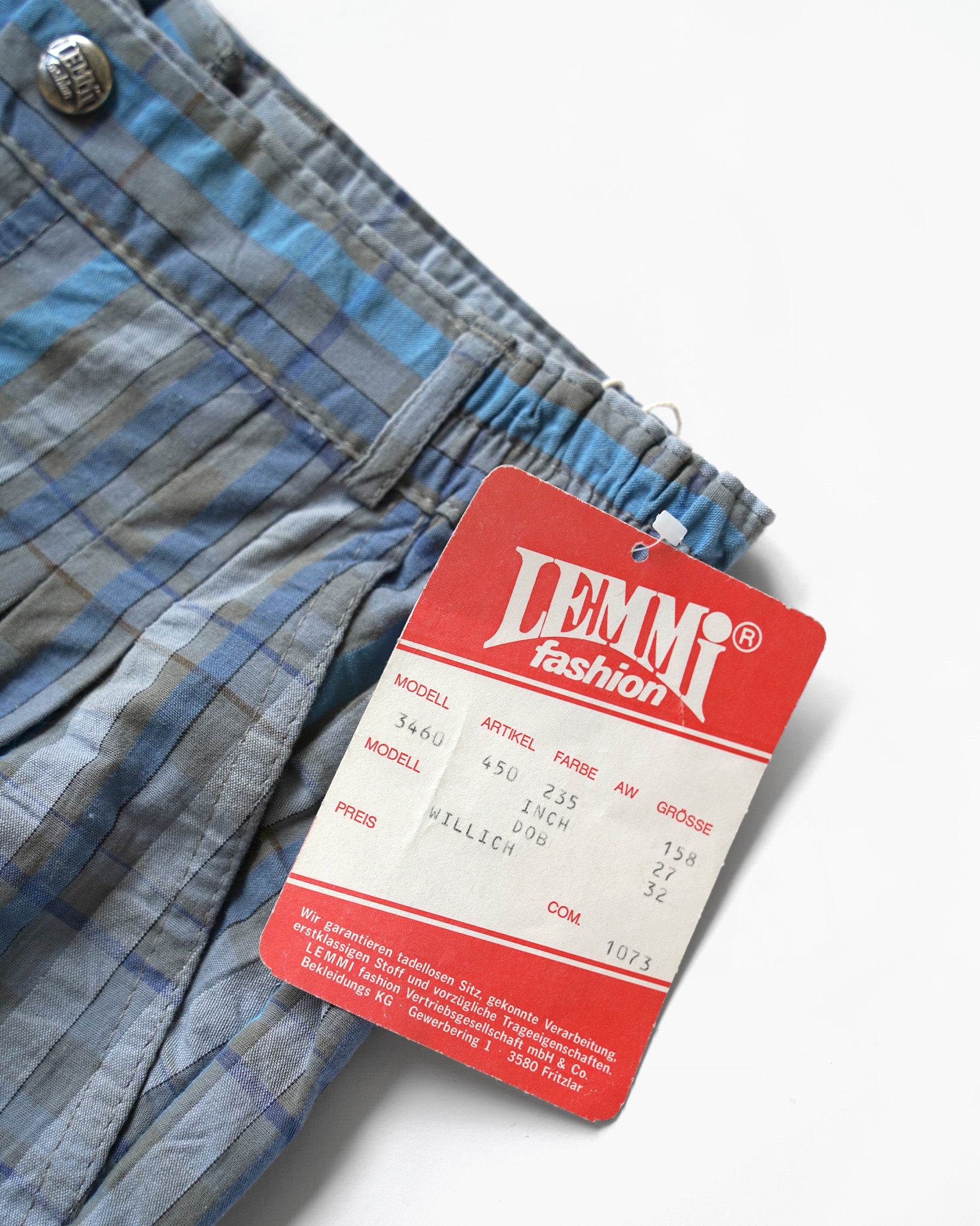 Cotton Blend Plaid Trousers