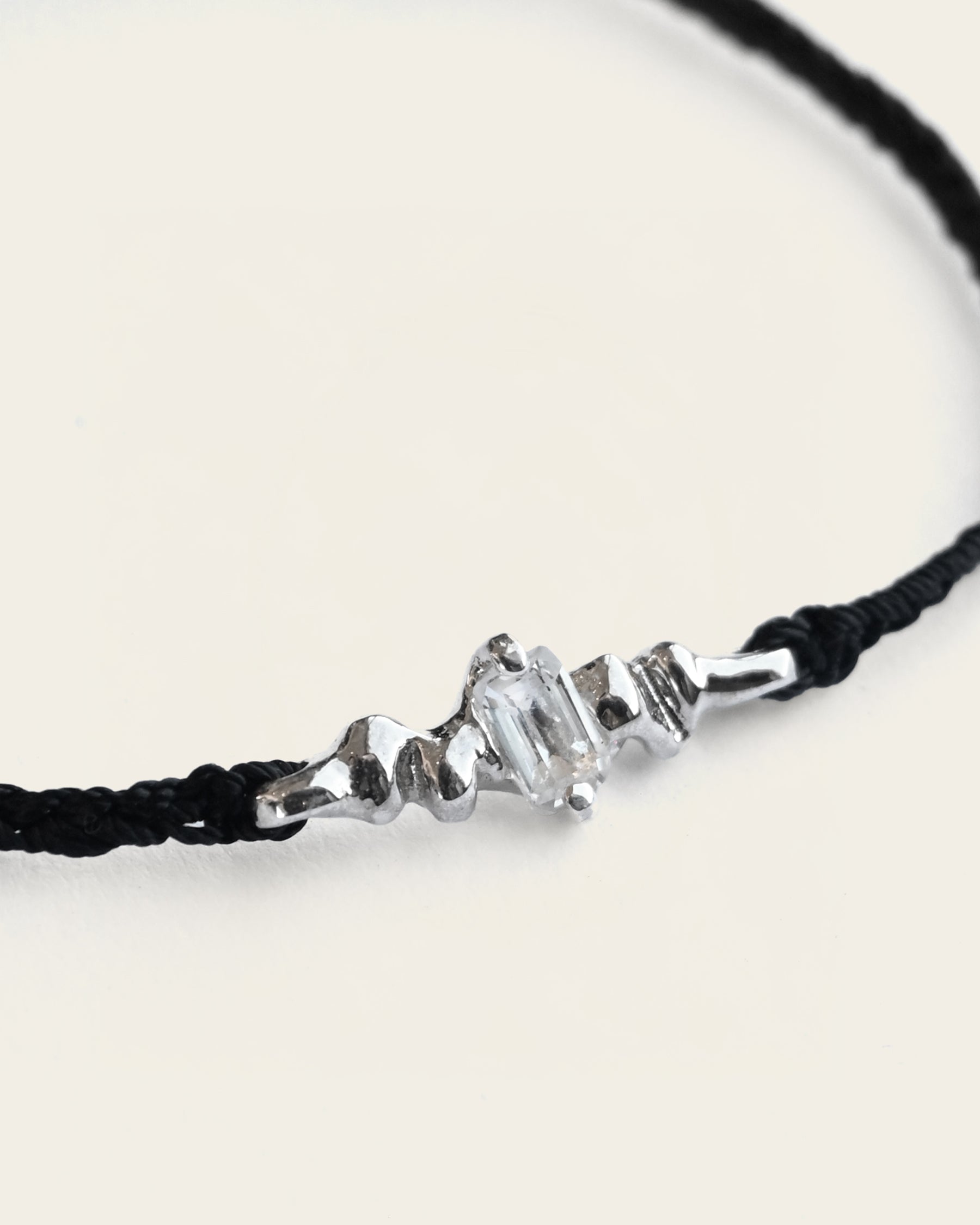 "Isabella Etou" Crinkle Cord Bracelet -  White Topaz
