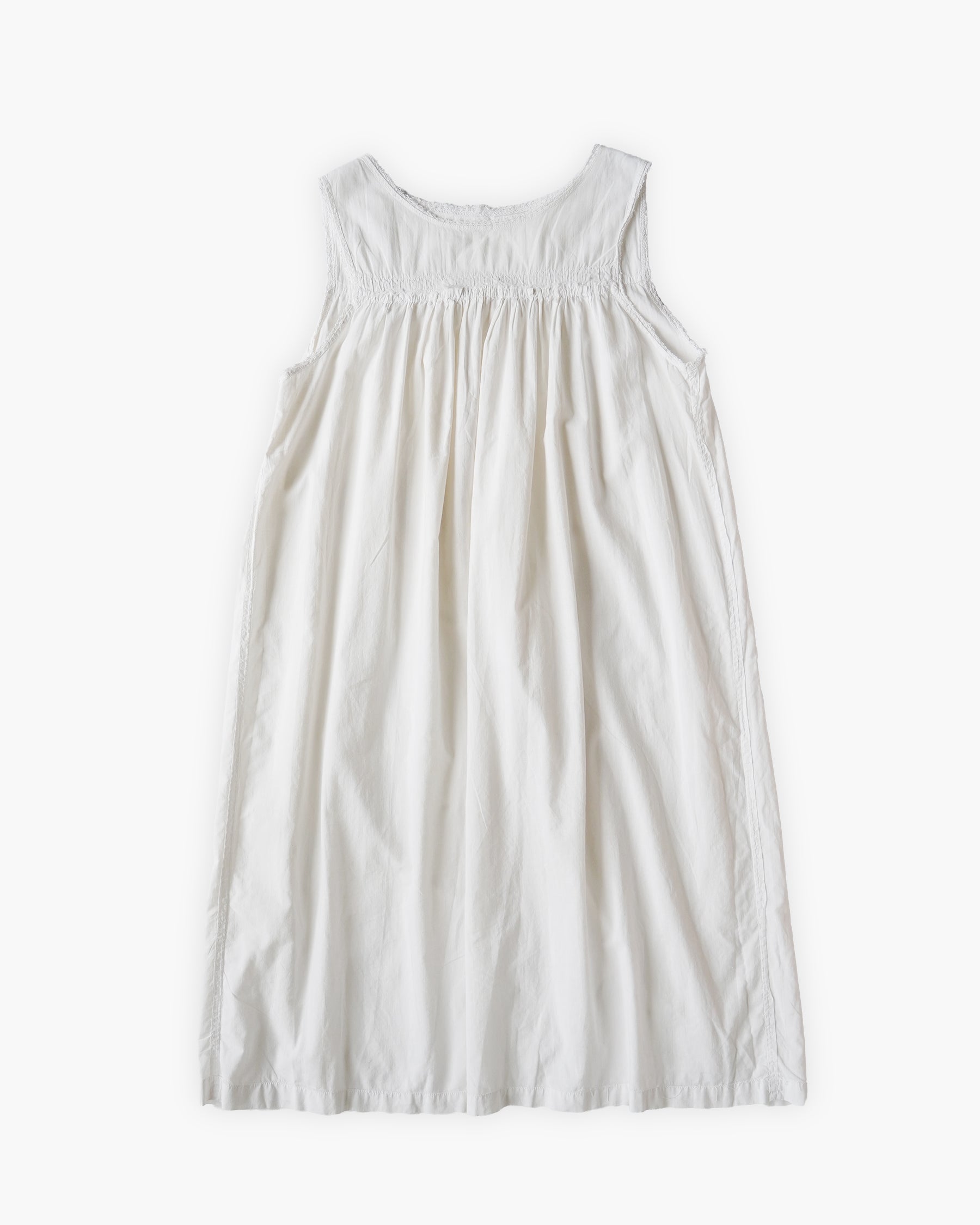 French Cotton Sleeveless Gather Dress