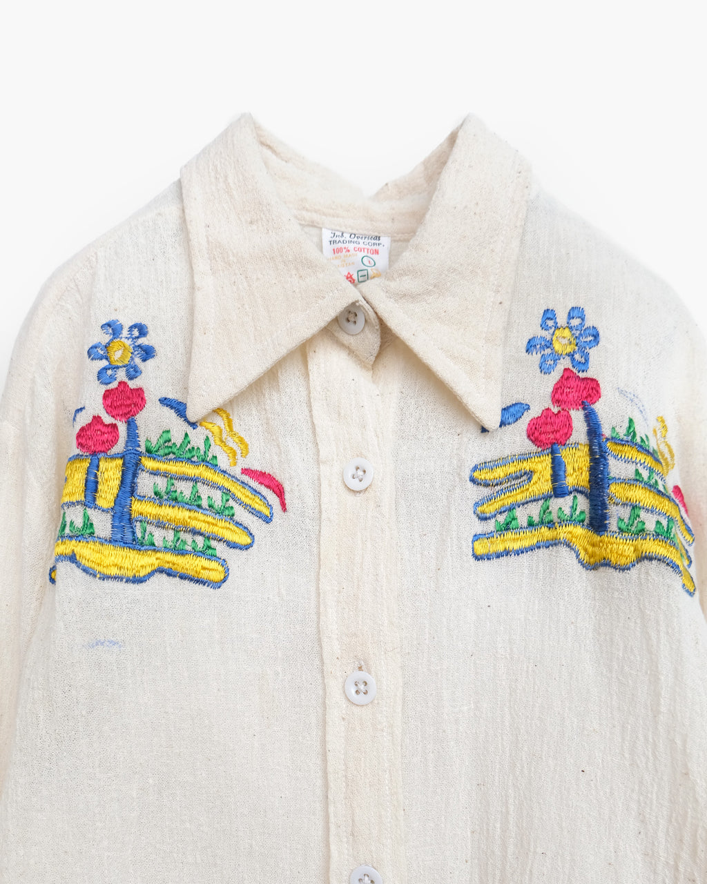 70's Hand Embroidered Gauze Shirts