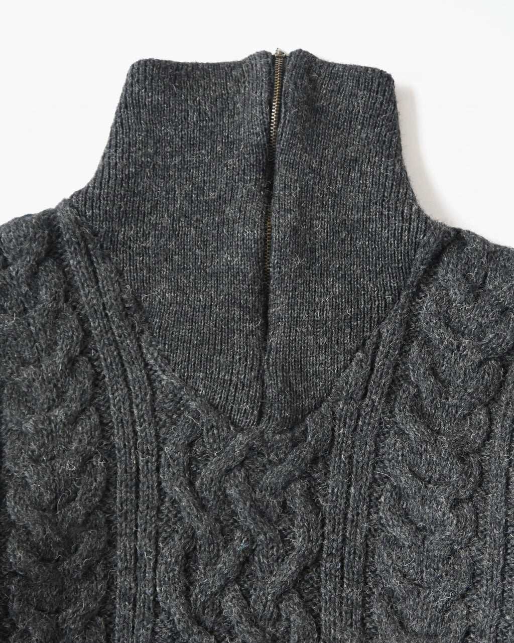 Cable Zip-up Knit Pullover