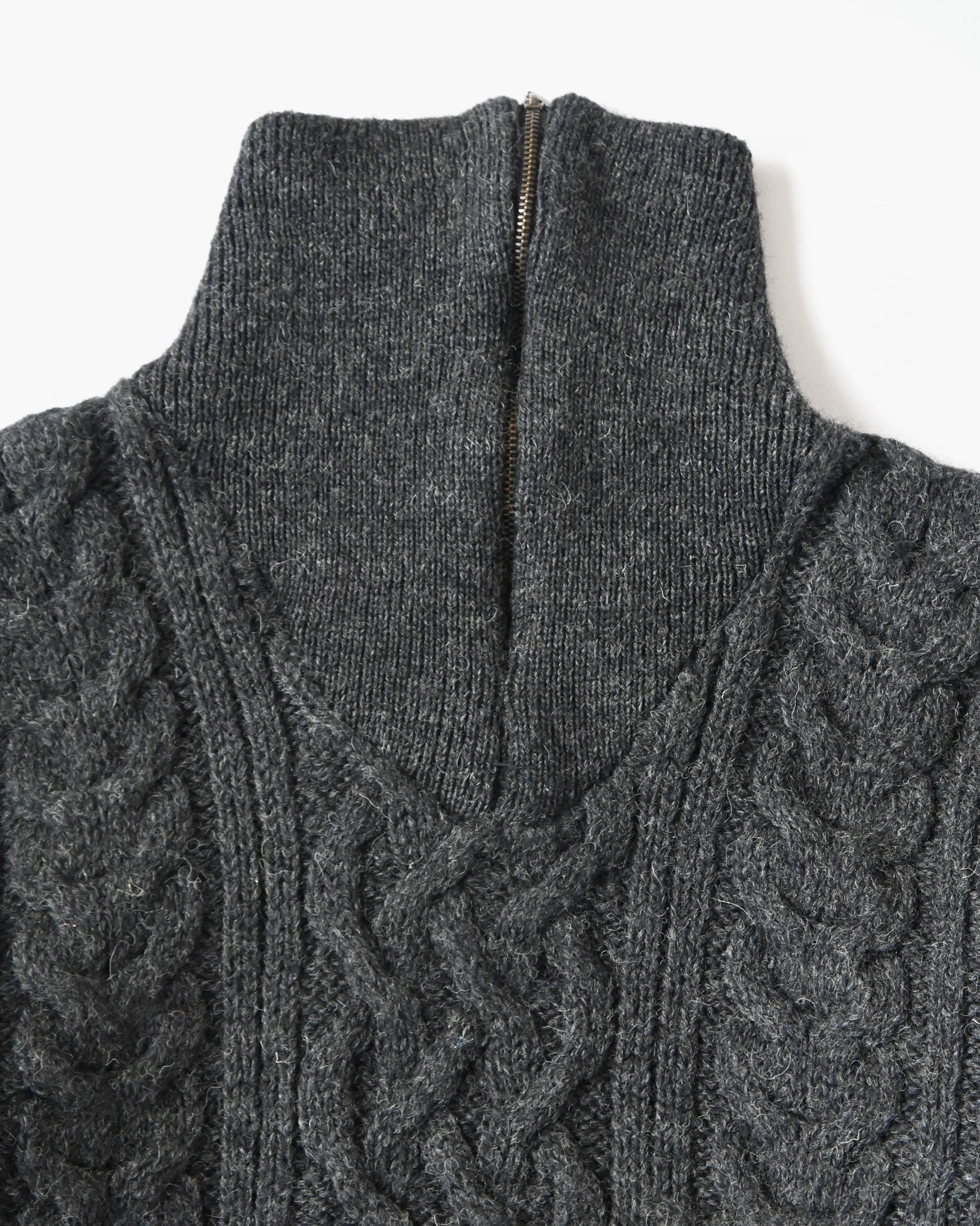 Cable Zip-up Knit Pullover