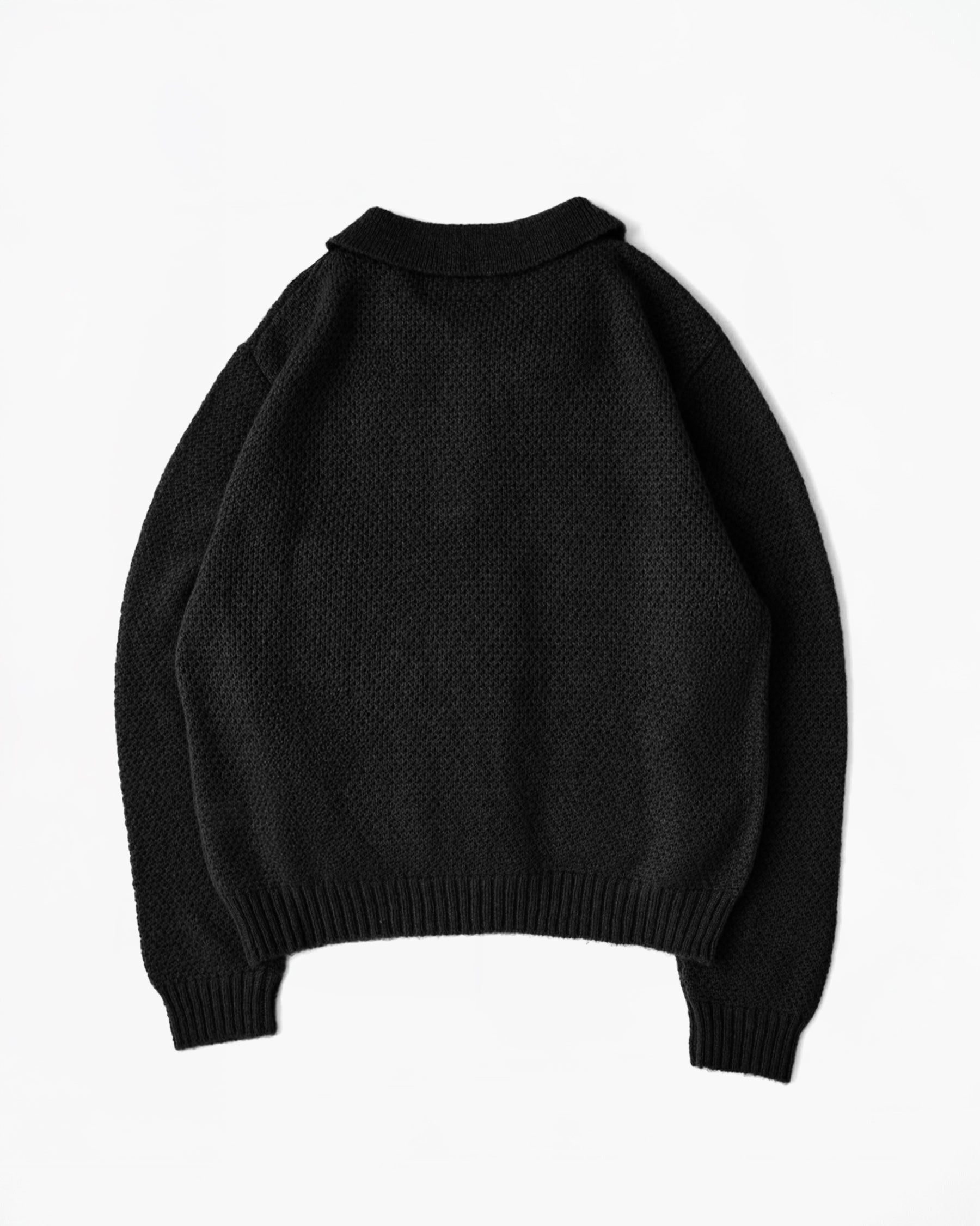 Mohair Blend Knit Polo - Black