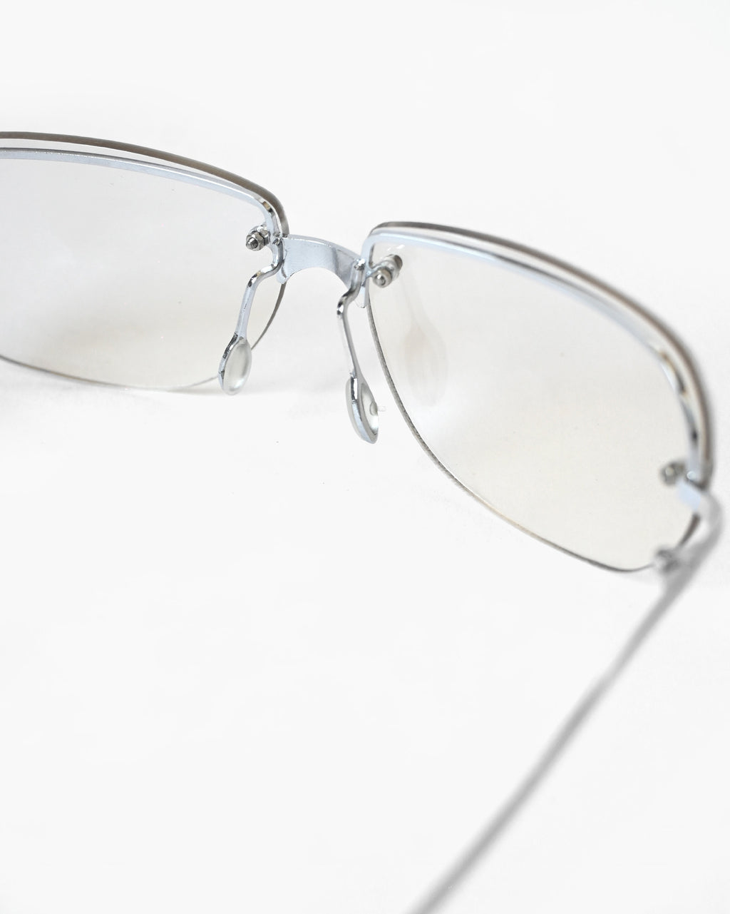NOS 90s Clear Frameless Sunglasses - Silver