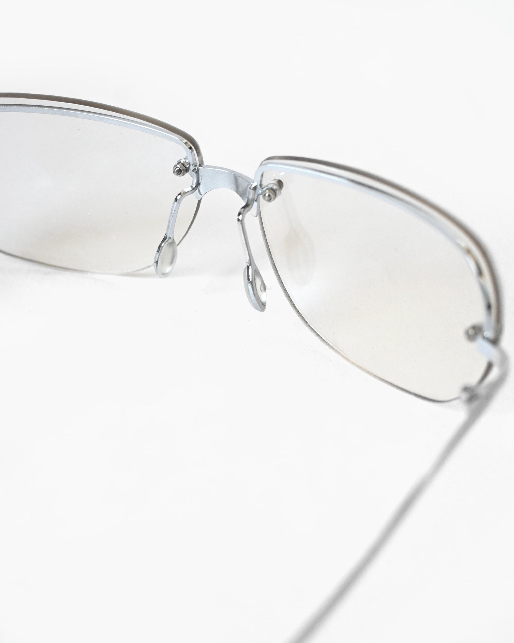 NOS 90s Clear Frameless Sunglasses - Silver