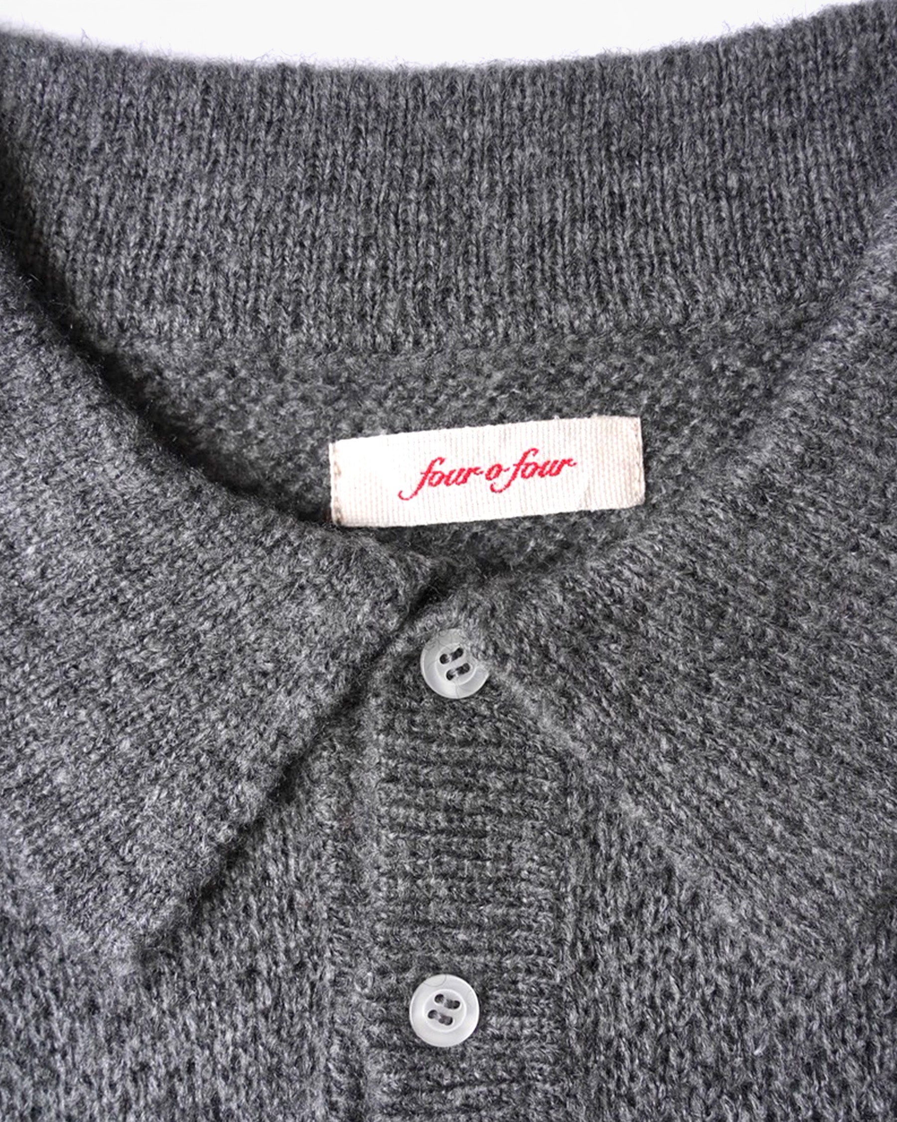 Mohair Blend Knit Polo - Gray