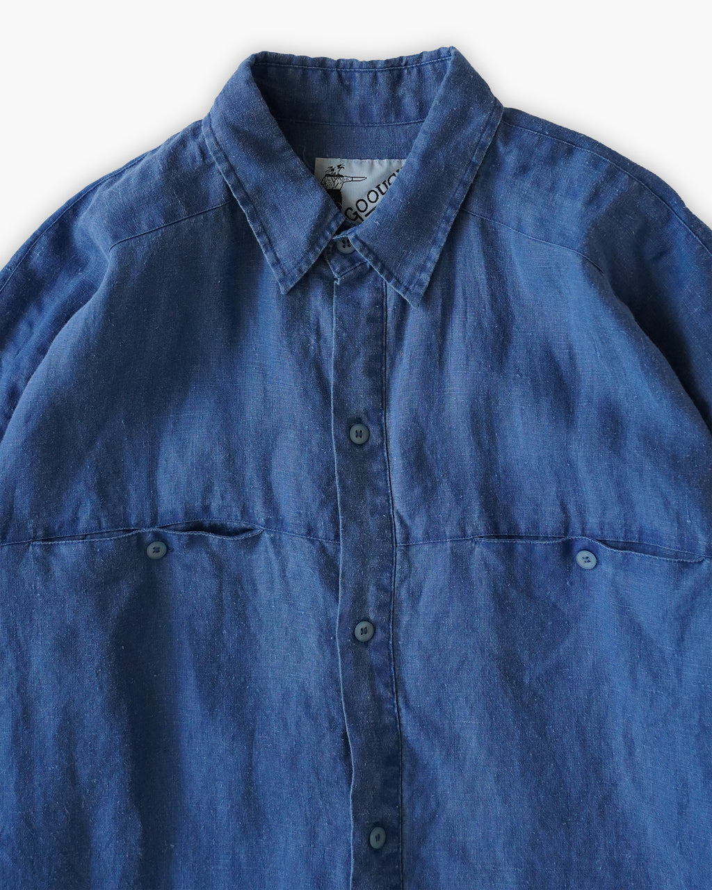 "GOOUCH" 100% Linen L/S Shirt - Blue