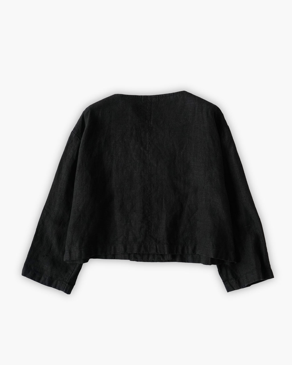 Linen Cropped Double-Breasted Jacket