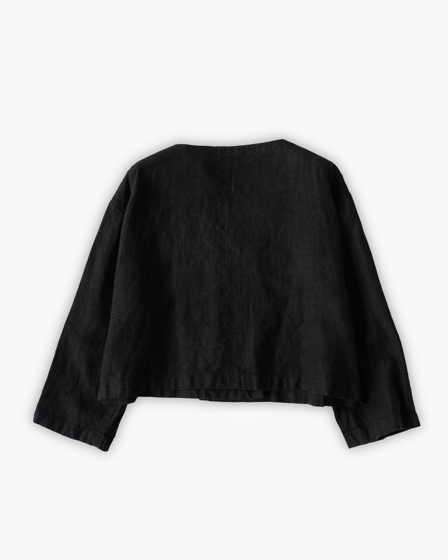Linen Cropped Double-Breasted Jacket