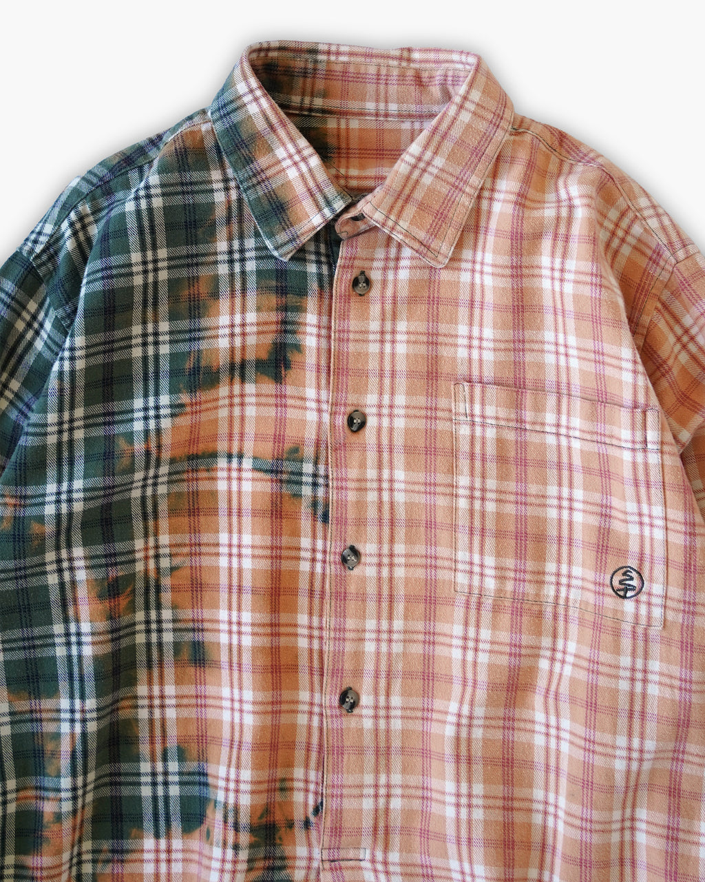 Sun Bleached Box Plaid Shirt - Orange