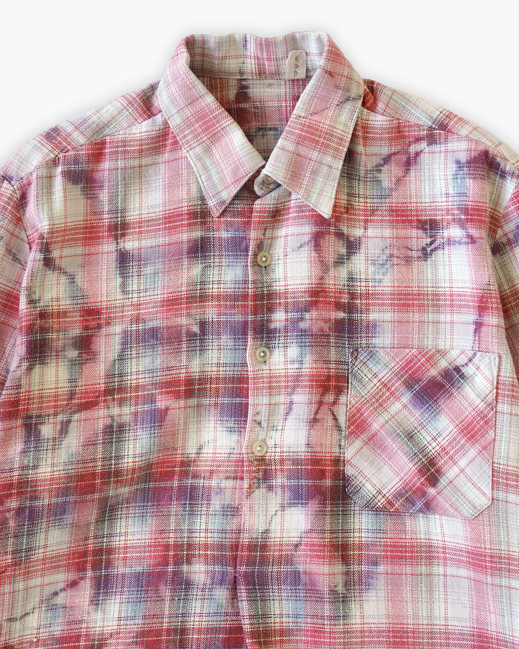 Sun Bleached Box Plaid Shirt - Red