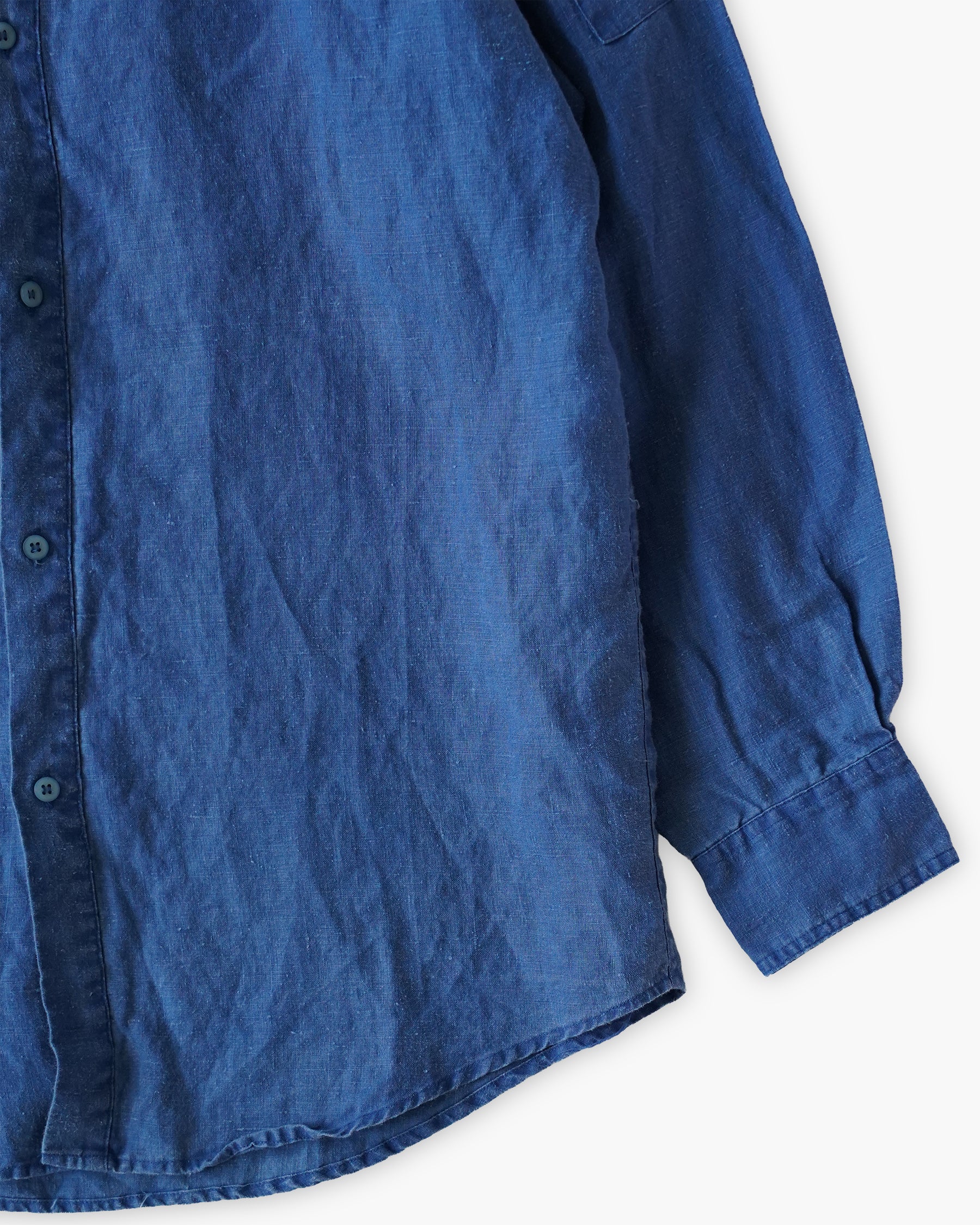 "GOOUCH" 100% Linen L/S Shirt - Blue