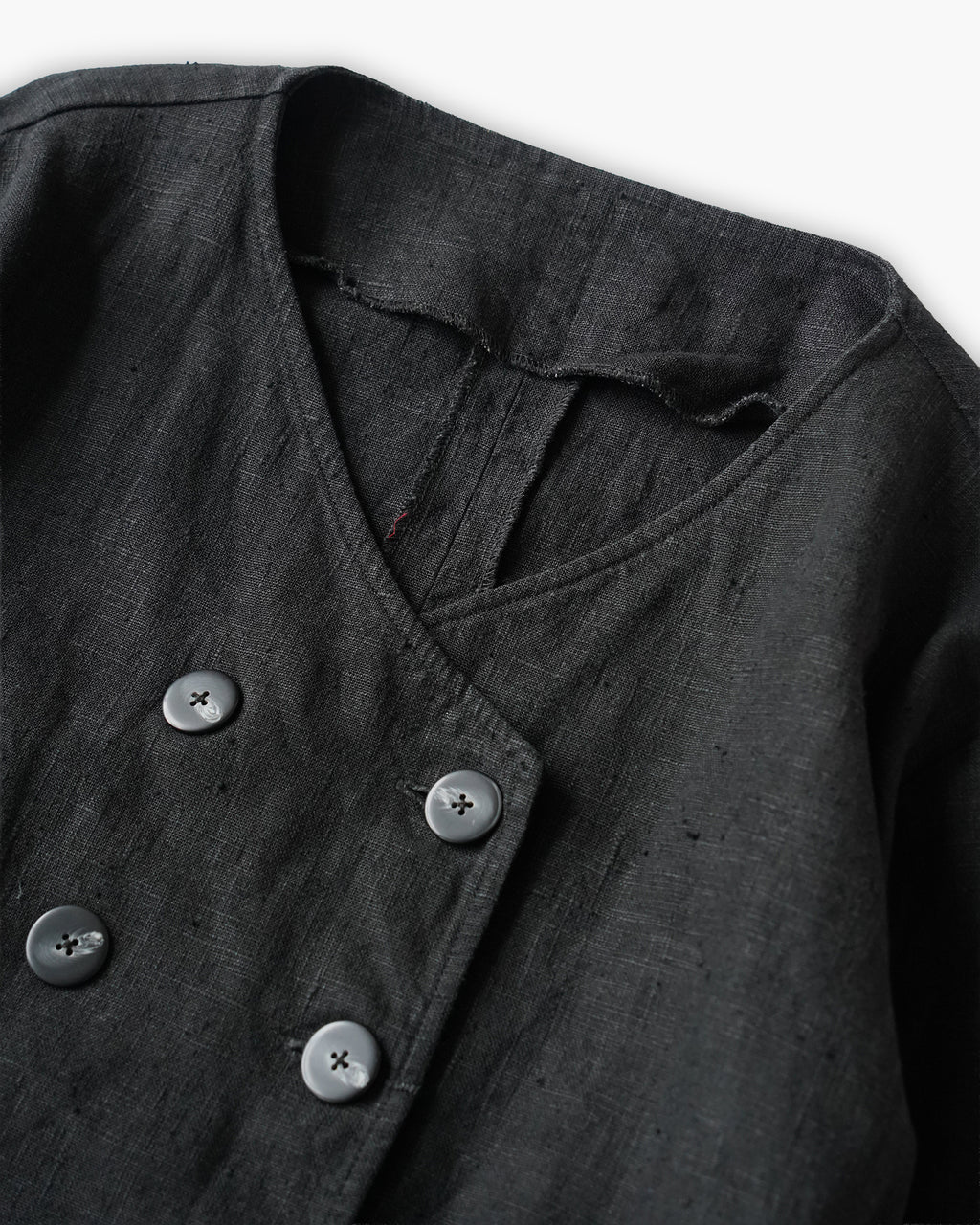 Linen Cropped Double-Breasted Jacket