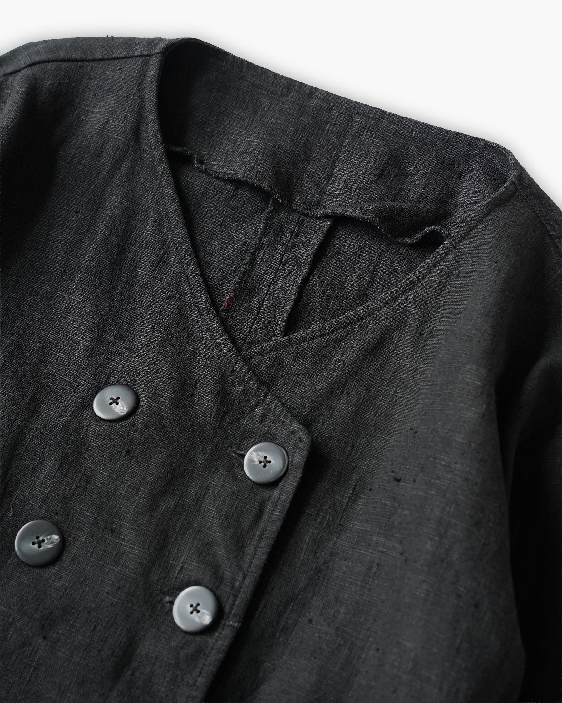 Linen Cropped Double-Breasted Jacket