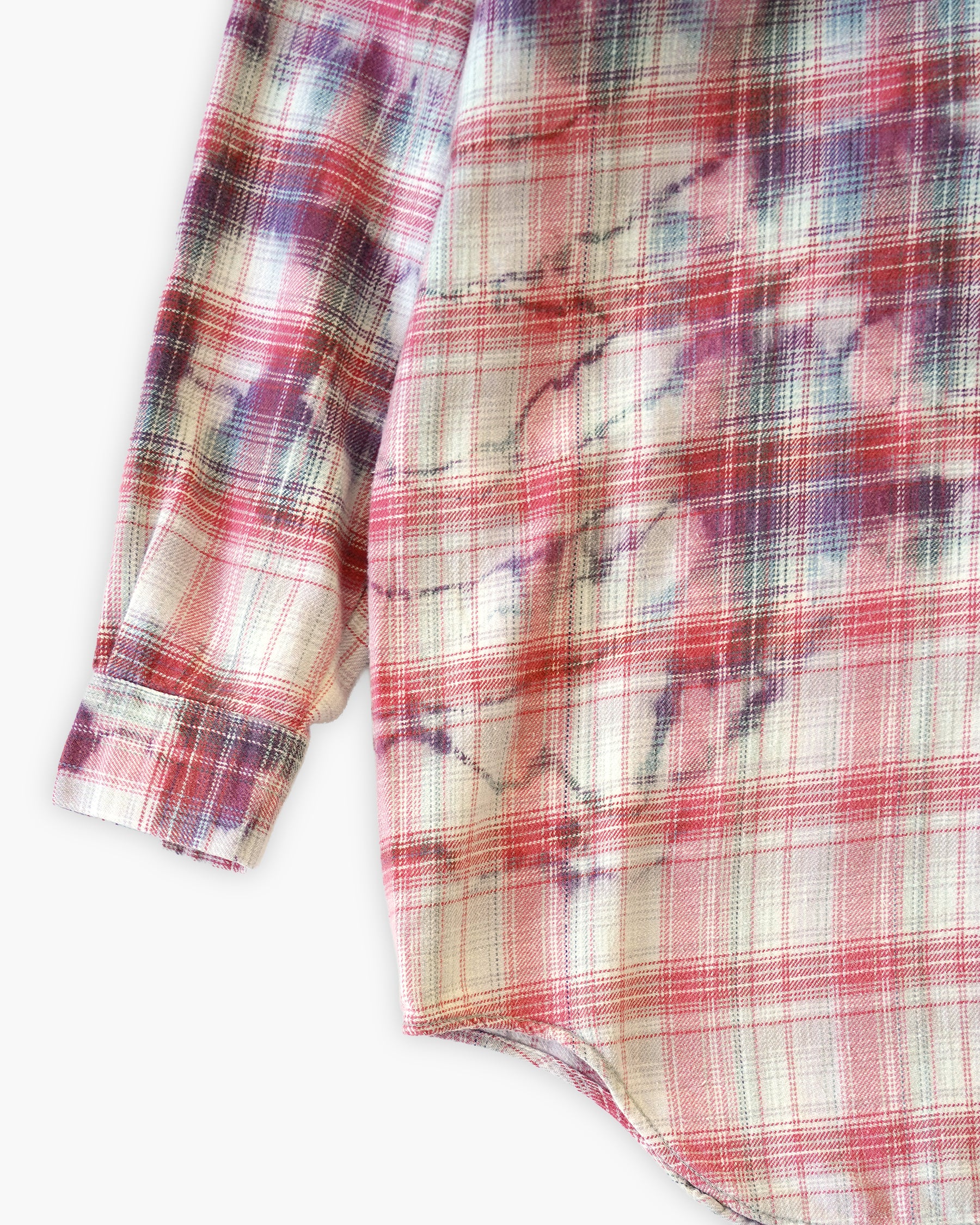 Sun Bleached Box Plaid Shirt - Red