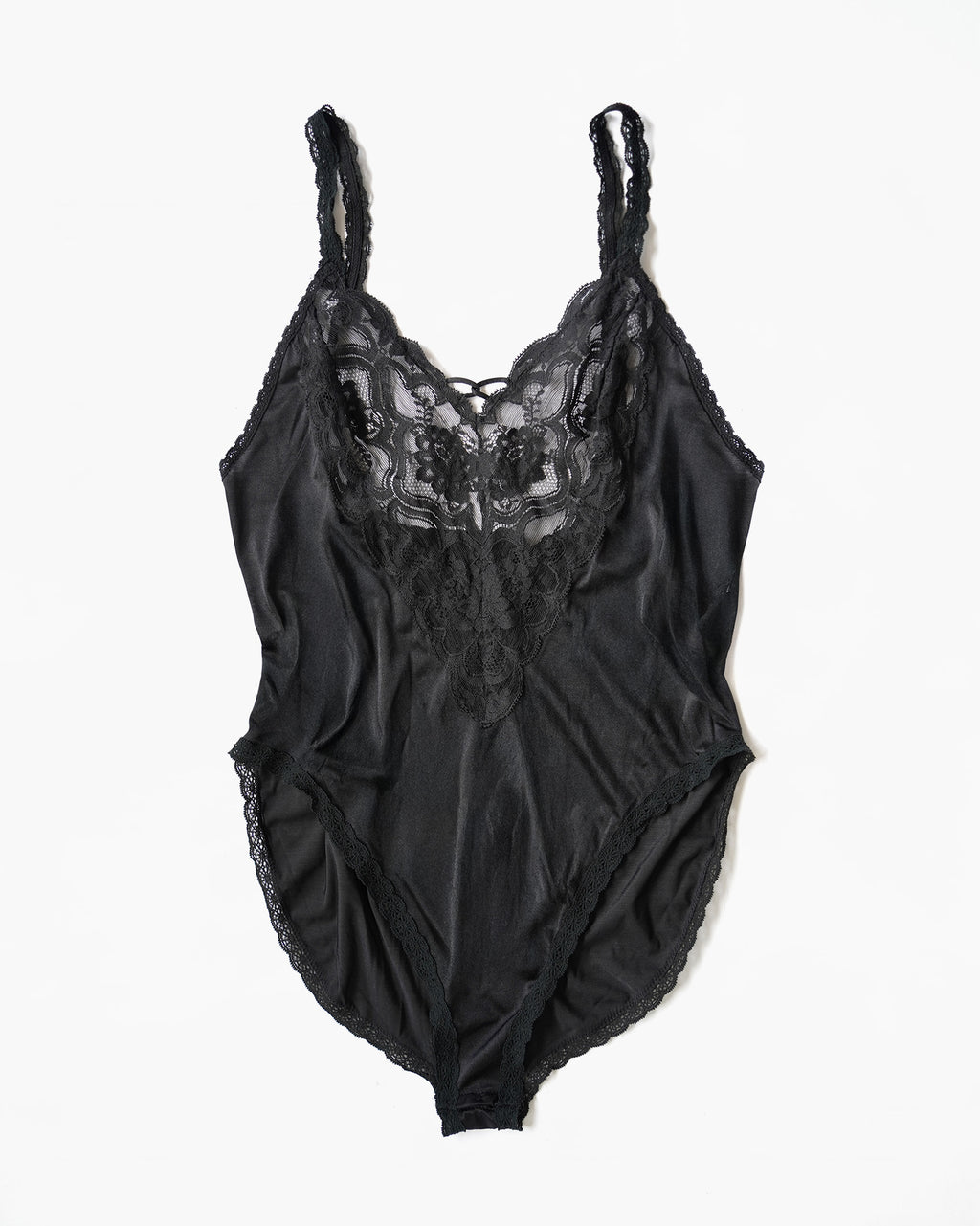 Black Lace Bodysuit with Snap Closure