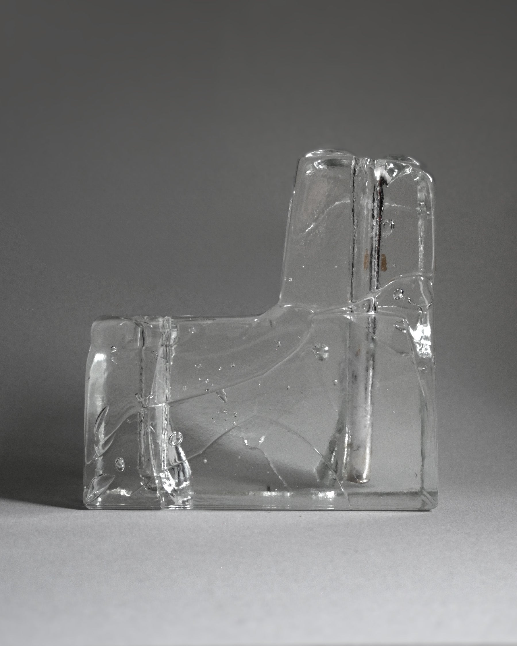 Mid-Century Asymmetry Block Glass Vase