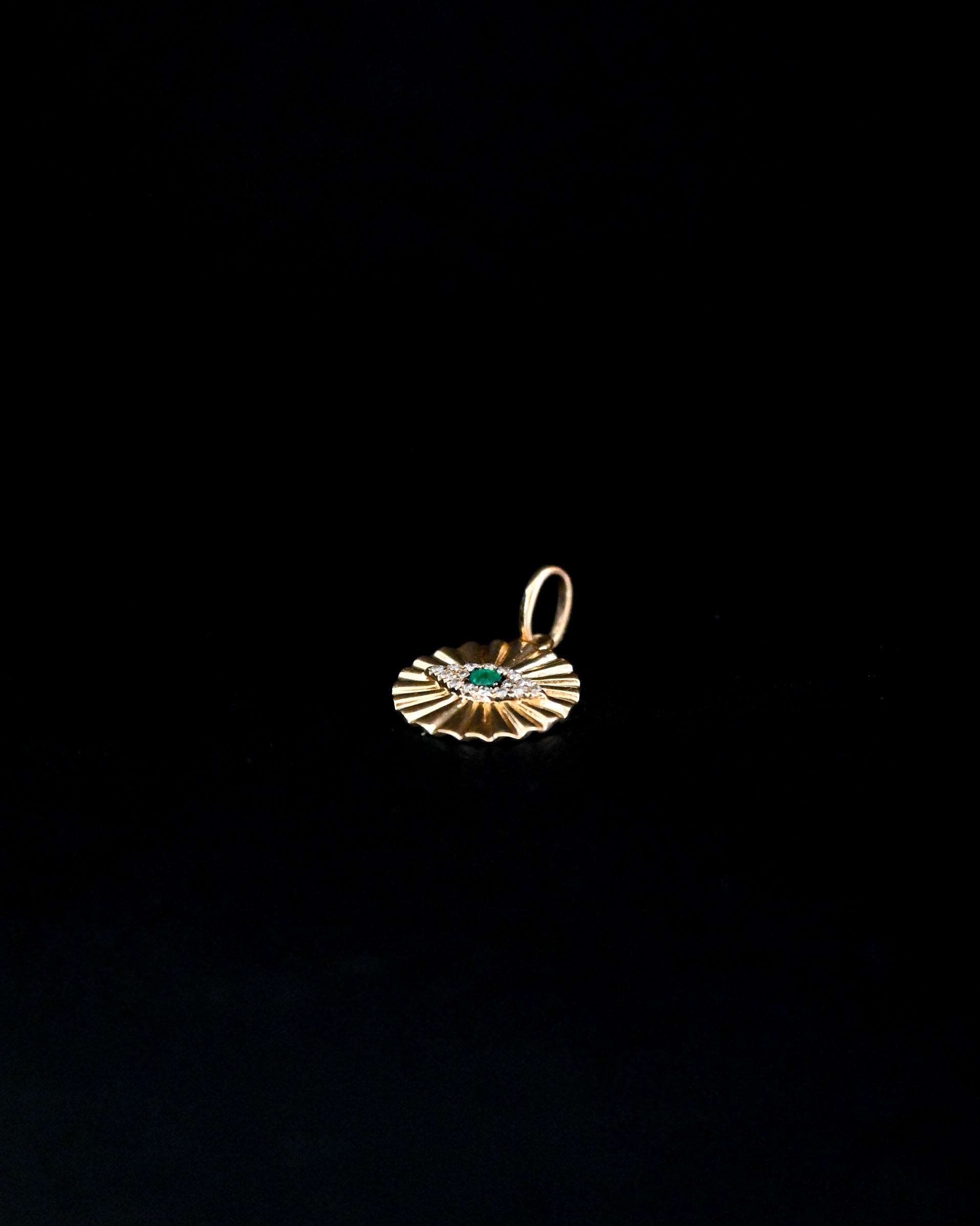 14K Charm - Emerald x Diamond