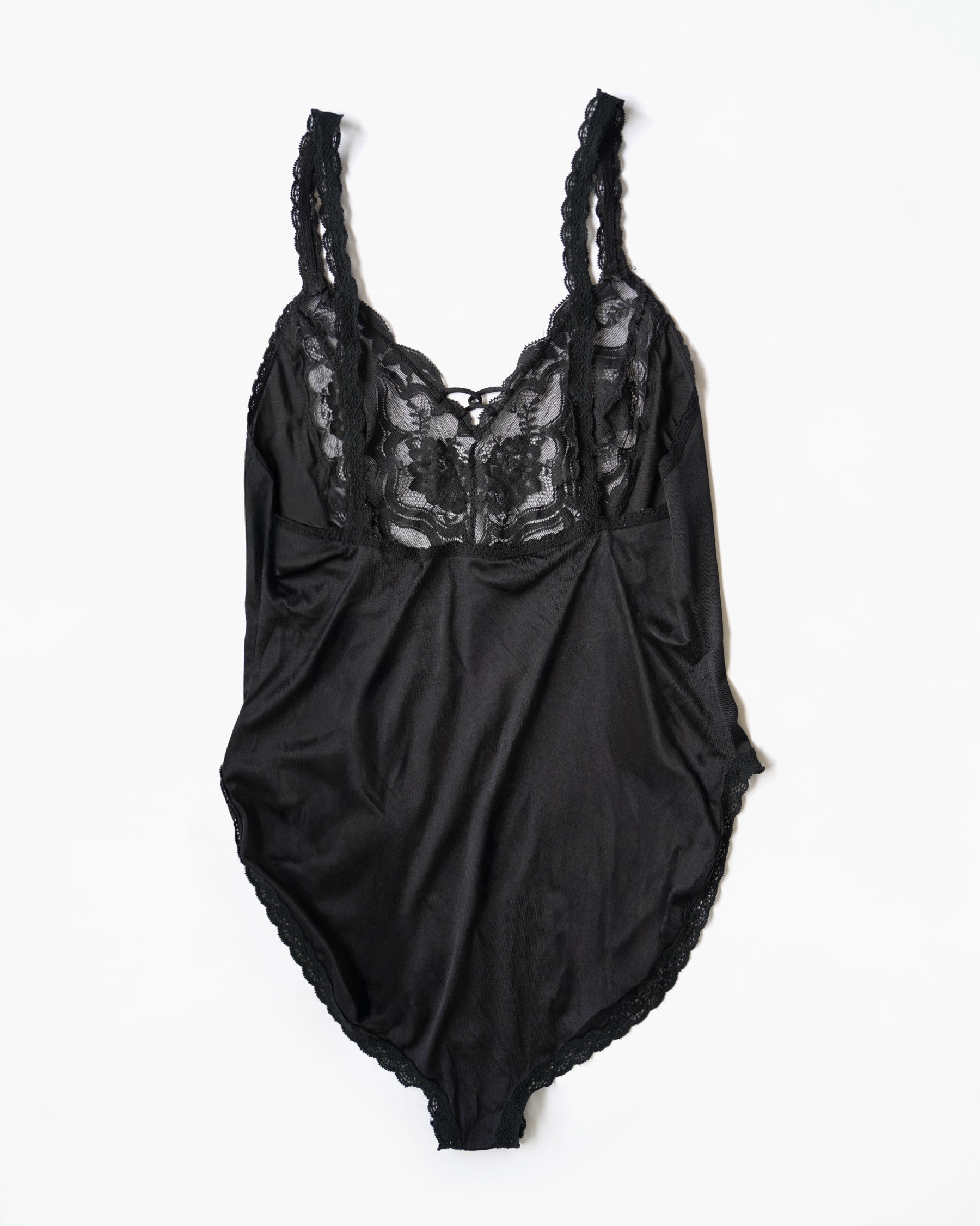 Black Lace Bodysuit with Snap Closure