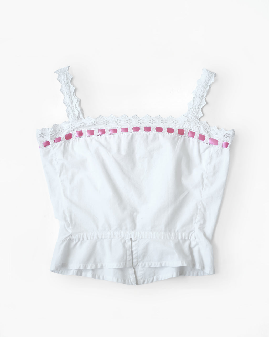 Pink Ribbon Eyelet Camisole Made in France
