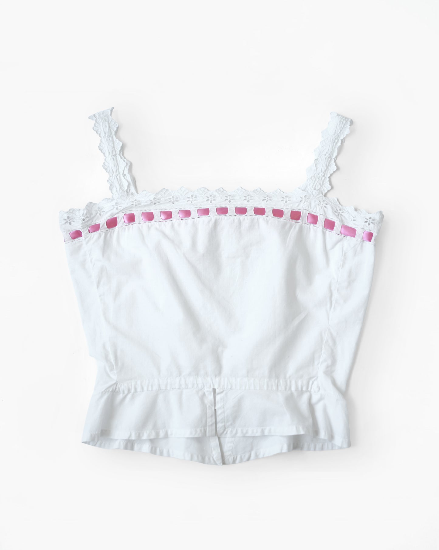 Pink Ribbon Eyelet Camisole Made in France