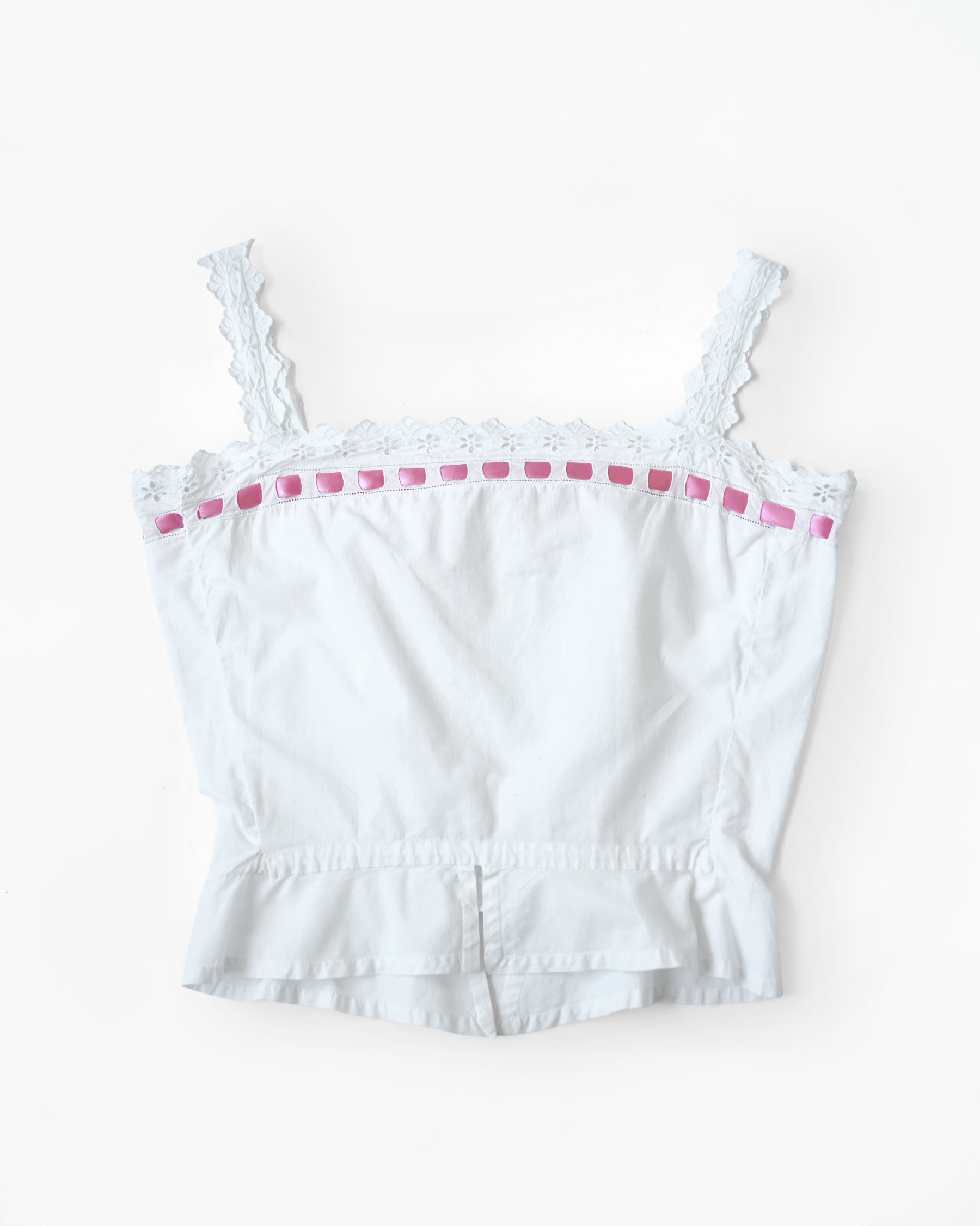 Pink Ribbon Eyelet Camisole Made in France