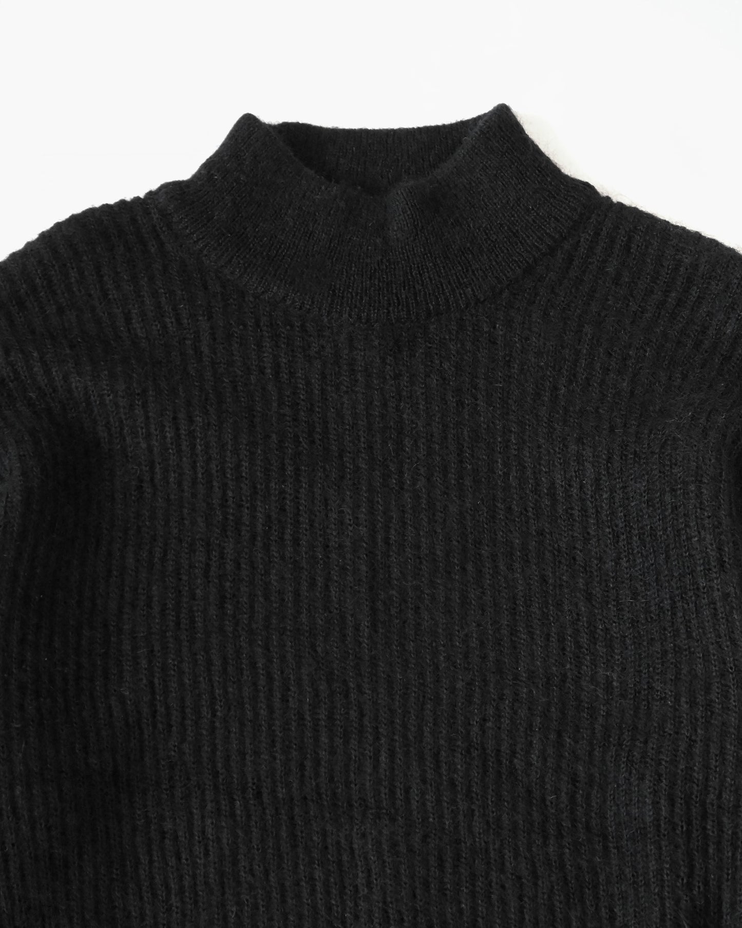 Mohair Black Rib Knit Made in Italy