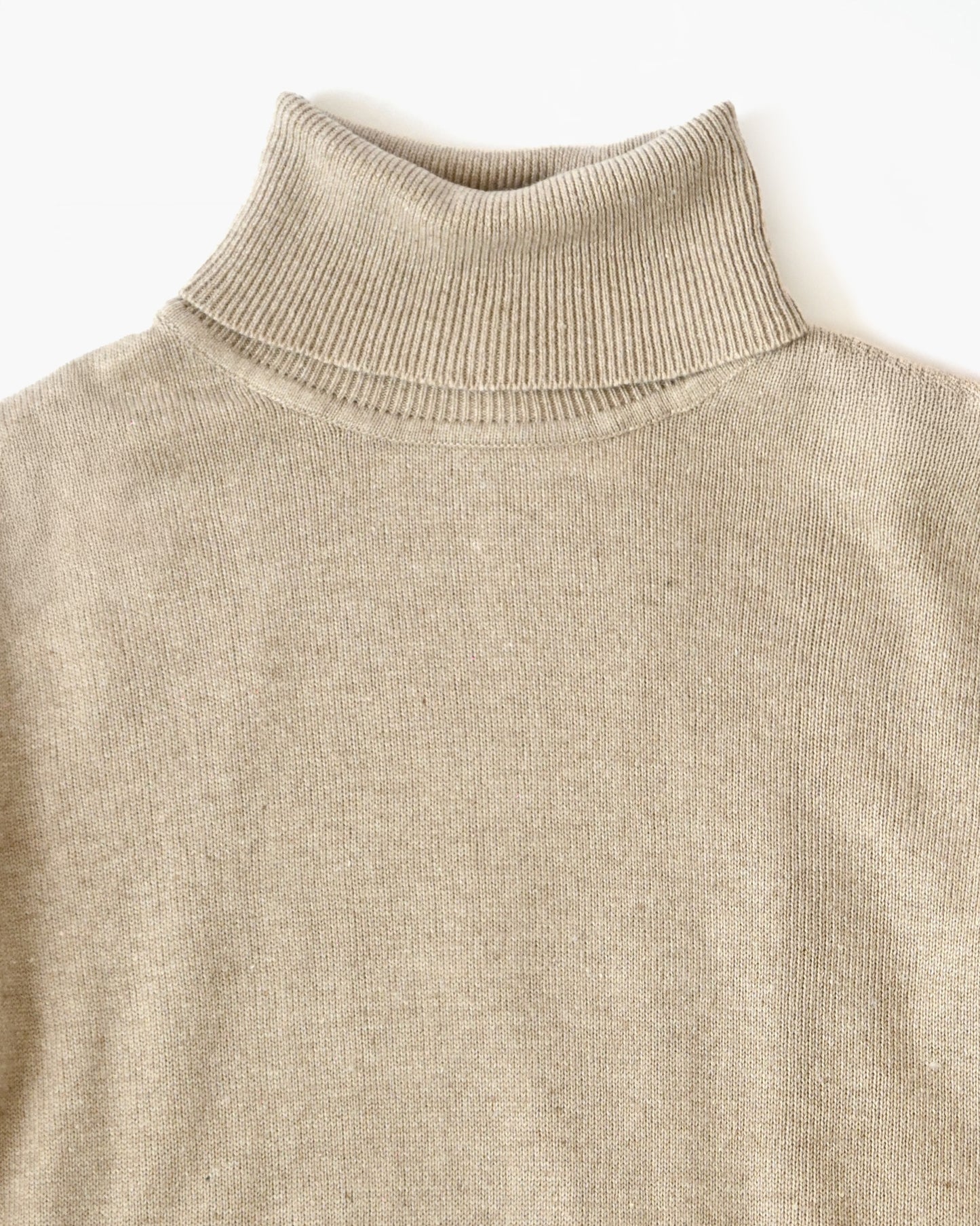 Silk Turtleneck Top - Beige