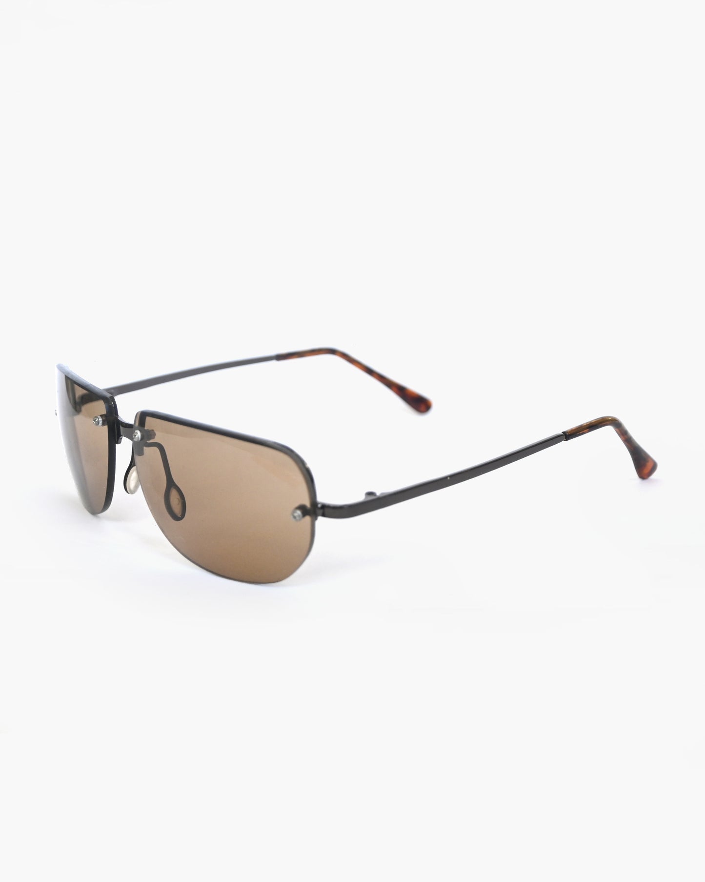 NOS 90s Clear Frameless Sunglasses - Brown