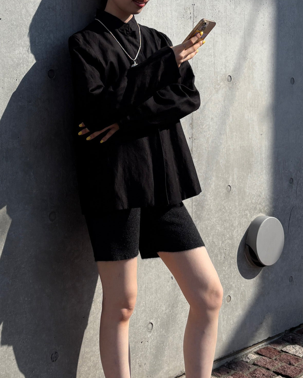 Linen × Rayon Band Collar Jacket