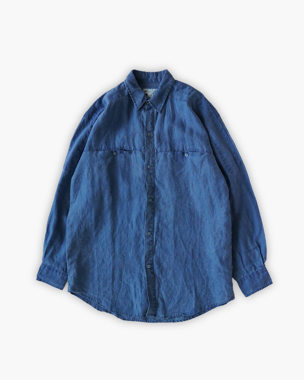 "GOOUCH" 100% Linen L/S Shirt - Blue