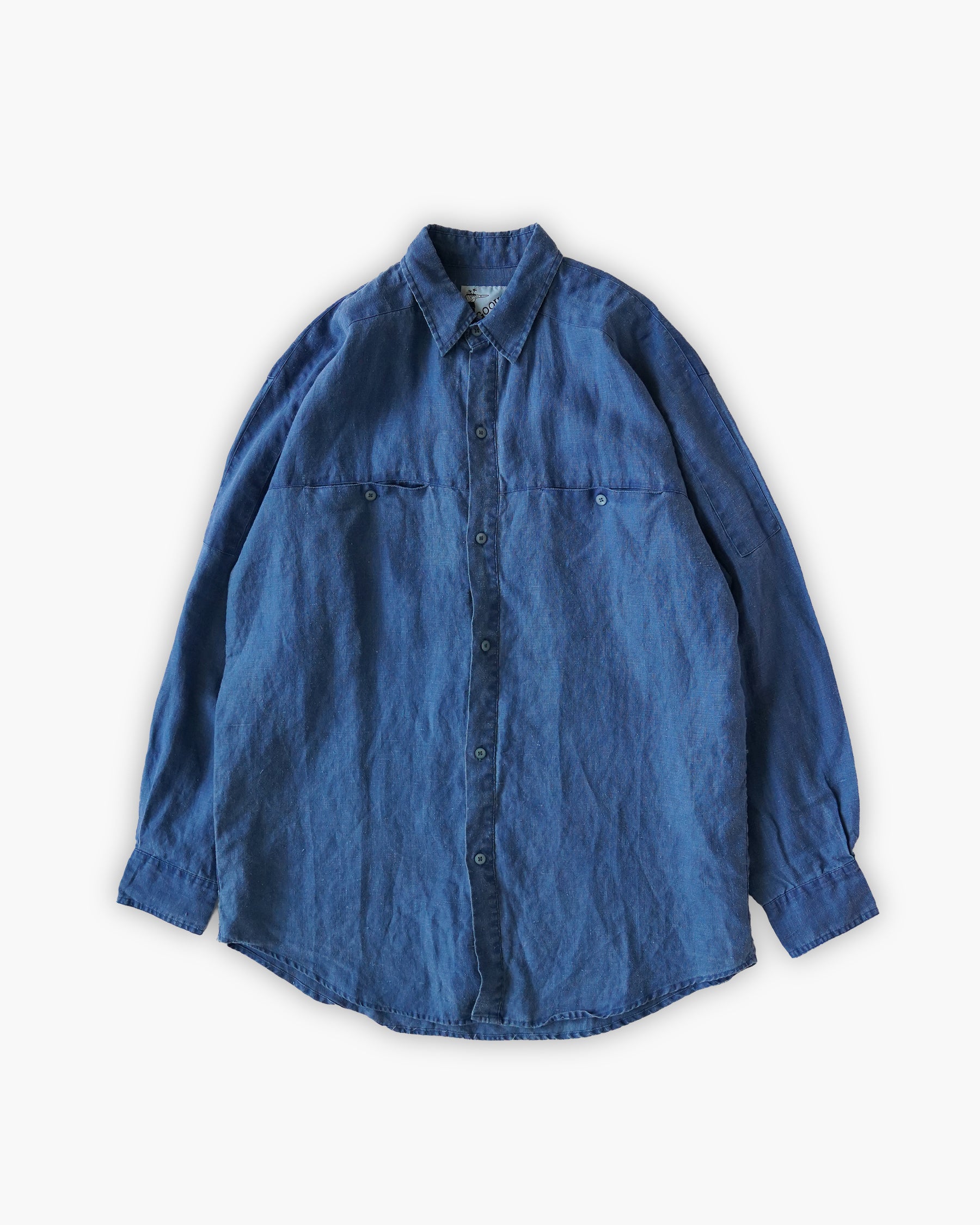 "GOOUCH" 100% Linen L/S Shirt - Blue