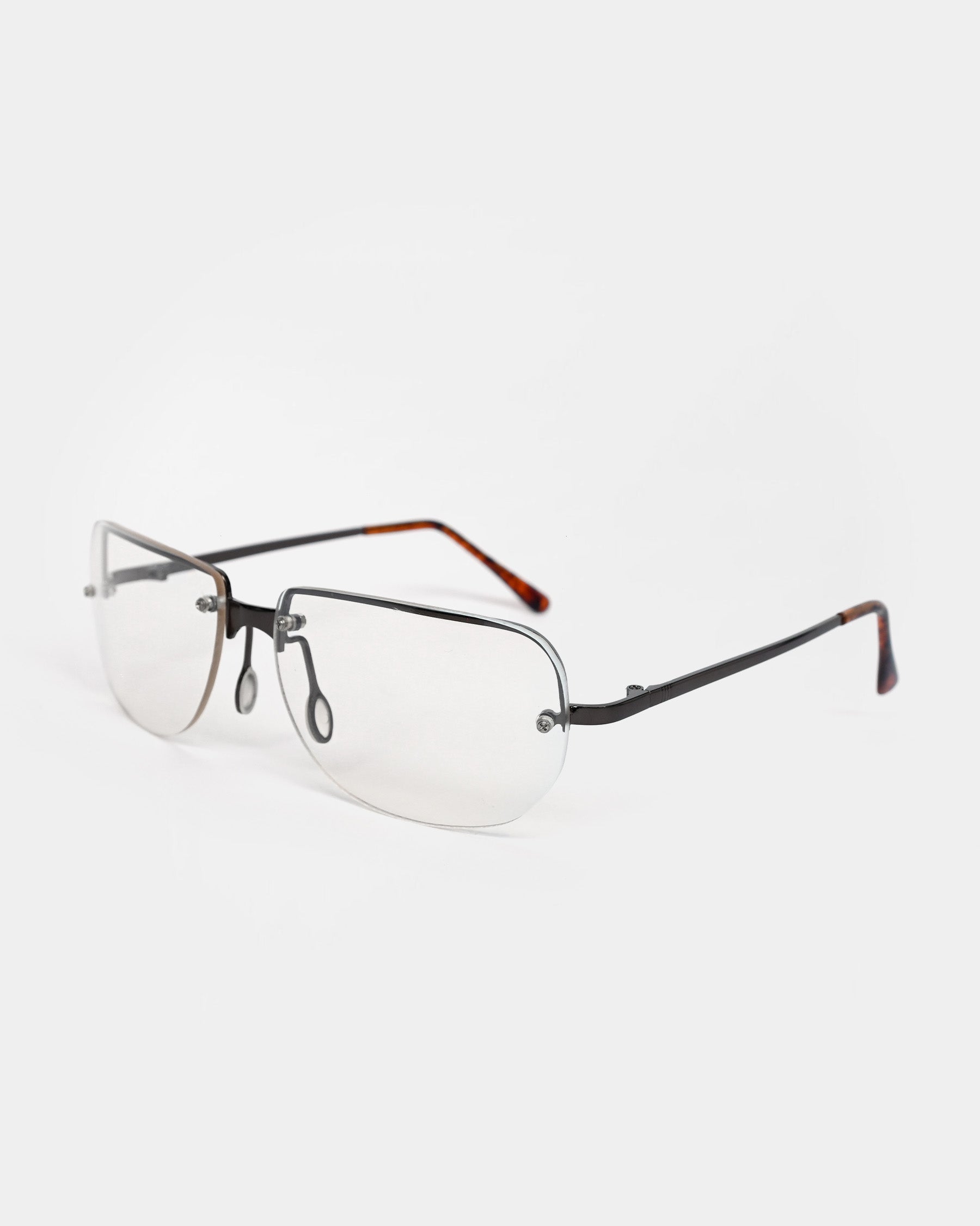 NOS 90s Clear Frameless Sunglasses - Brown