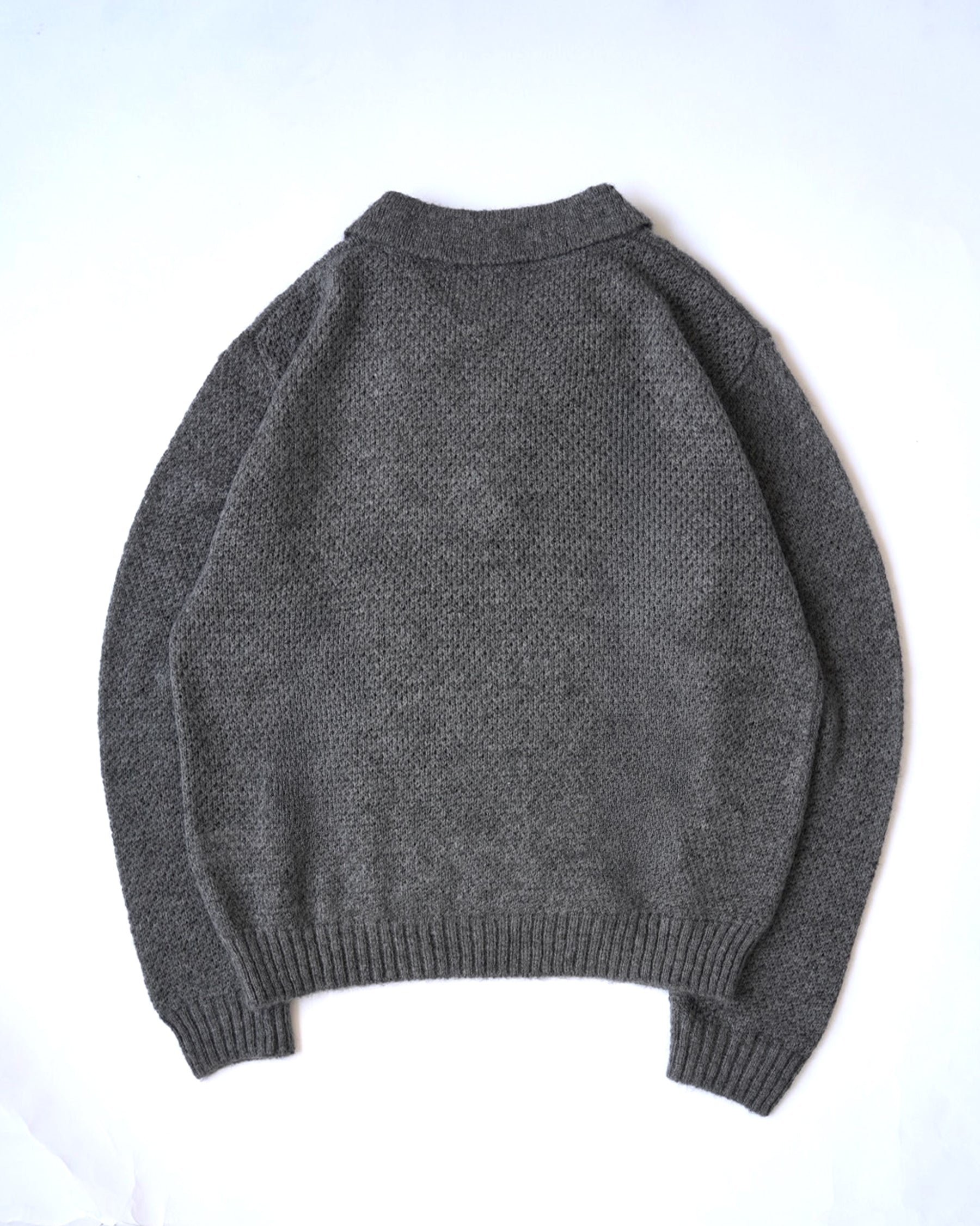 Mohair Blend Knit Polo - Gray