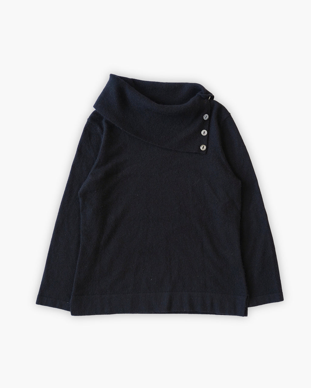 Cashmere Asymmetric Button Neck Knit