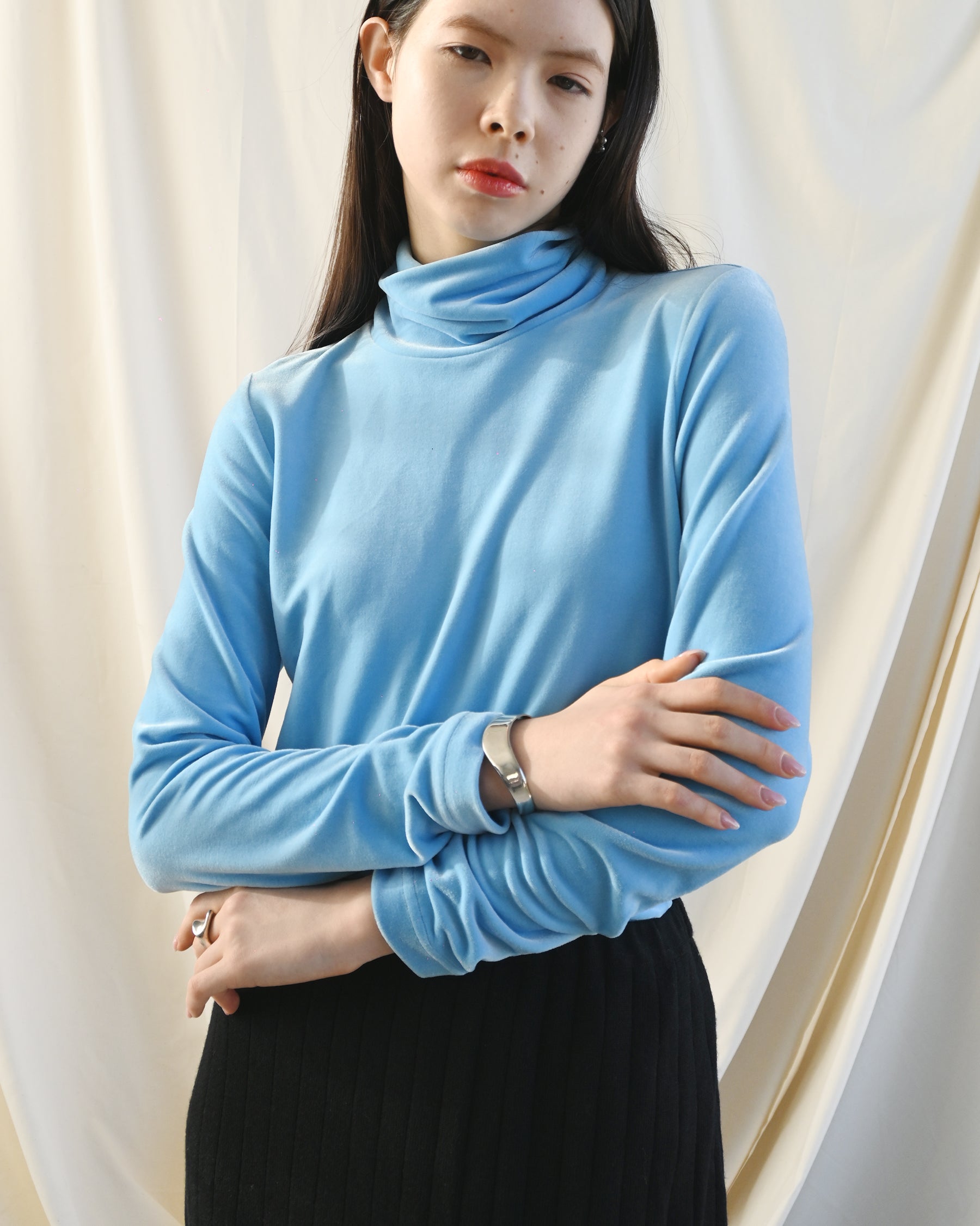 Velour Turtle Top - Blue