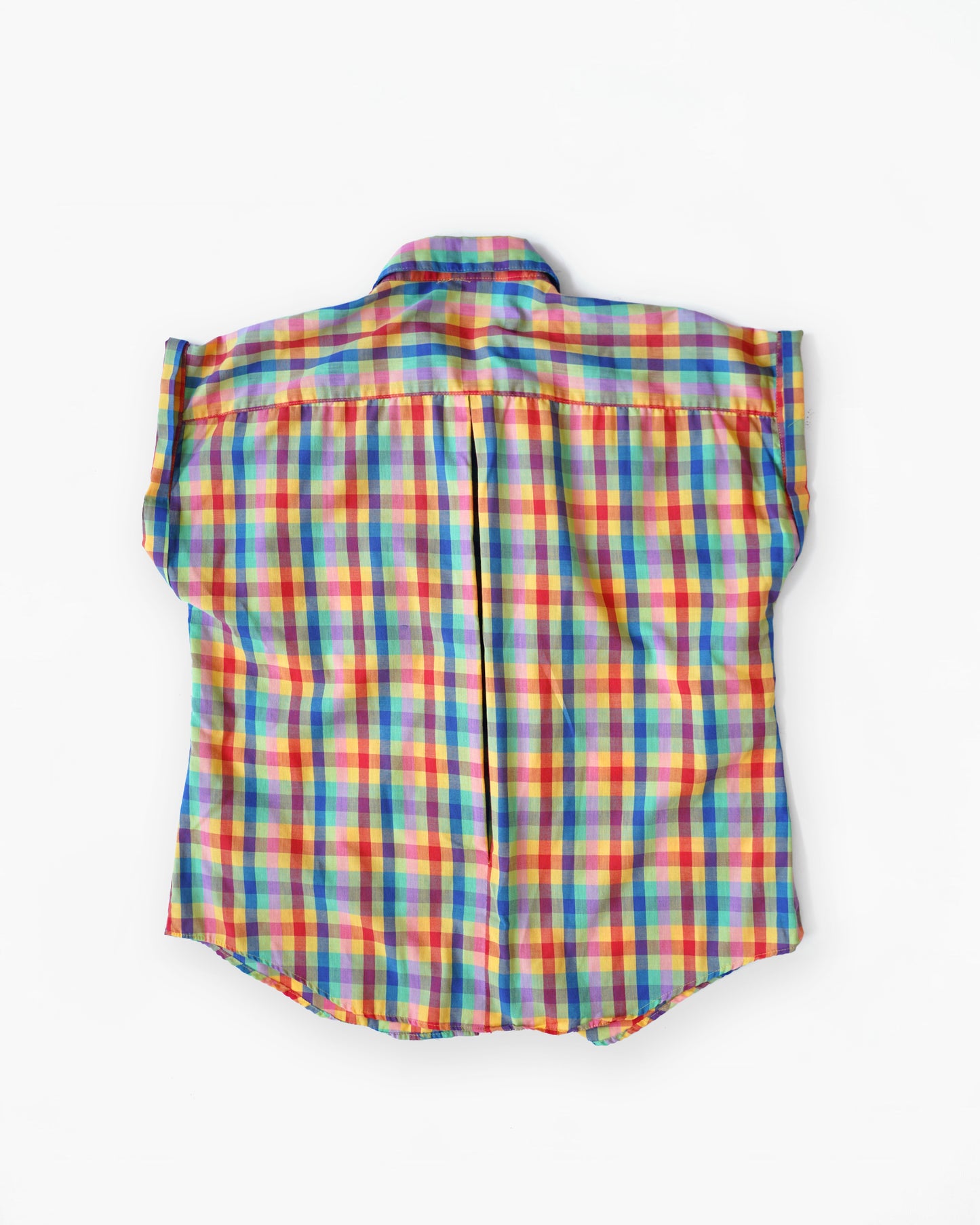 Colorful Check Cap Sleeve Blouse