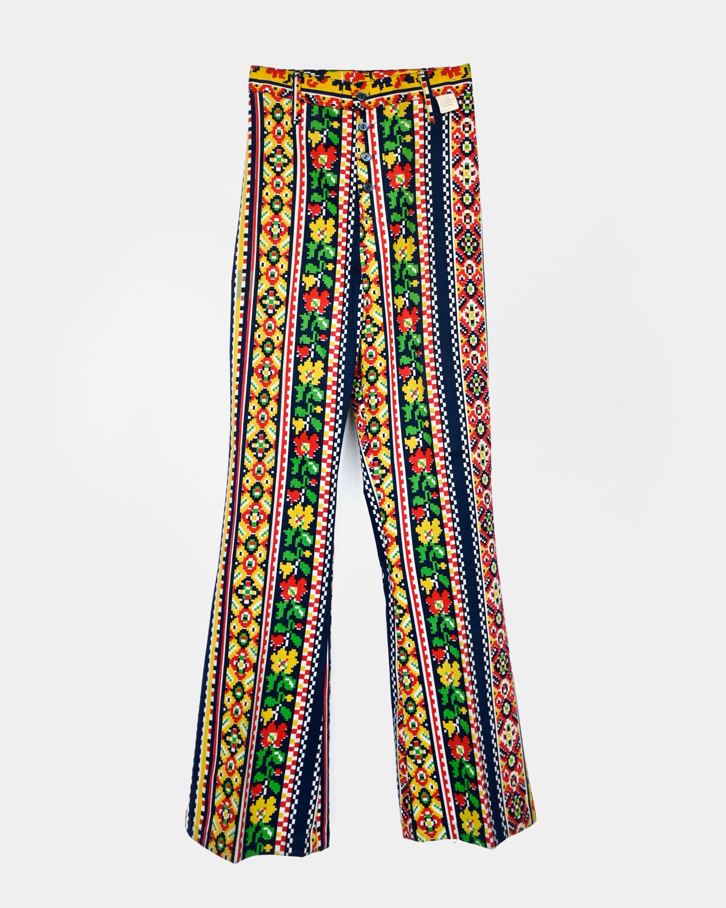 70'S Printed Cotton Pants - USA