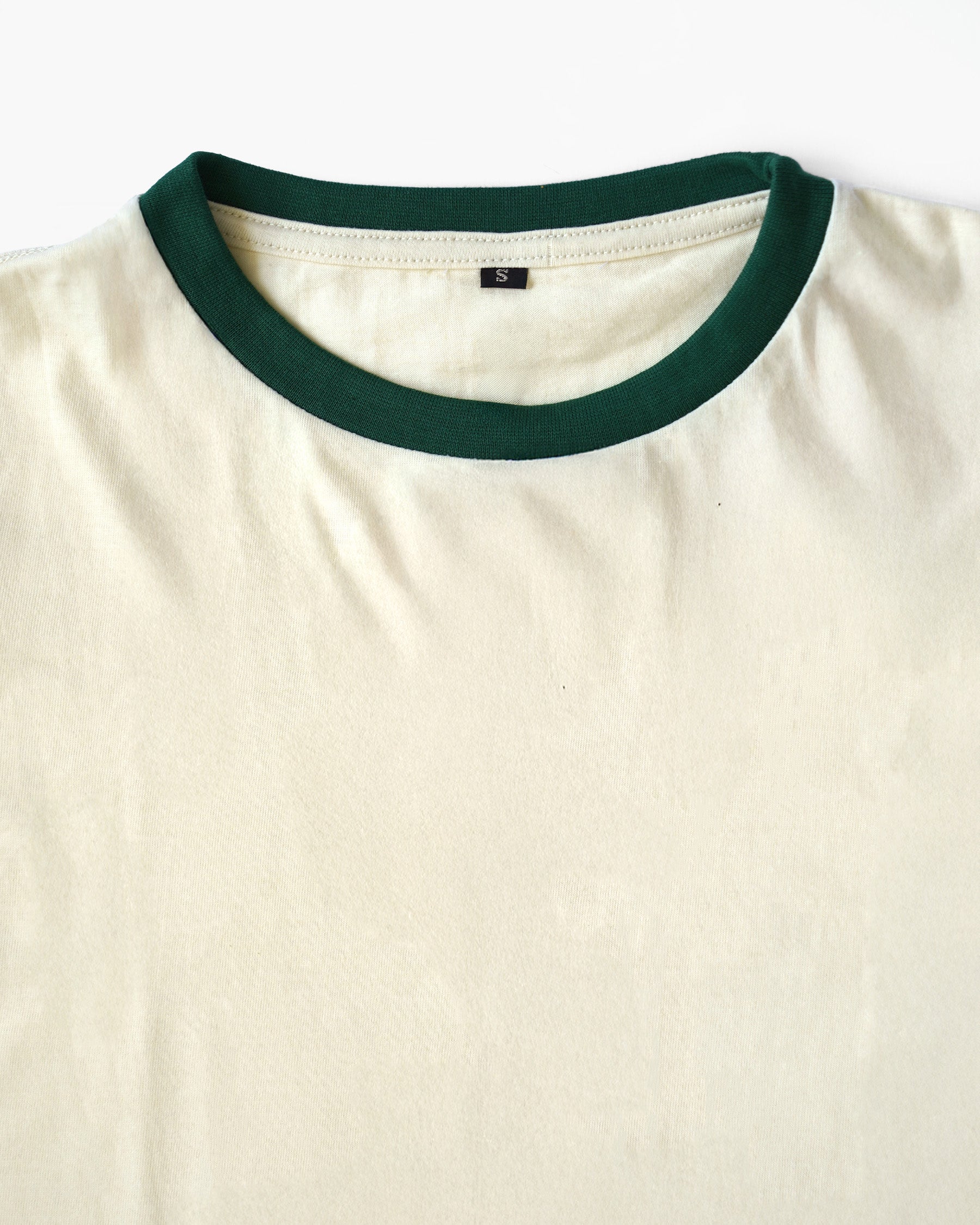 Rib Ringer Tee - Ivory × Green